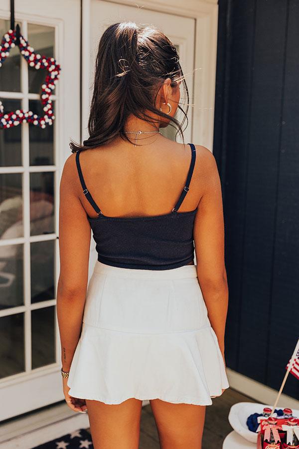 USA Knit Crop Tank in Navy Product Image