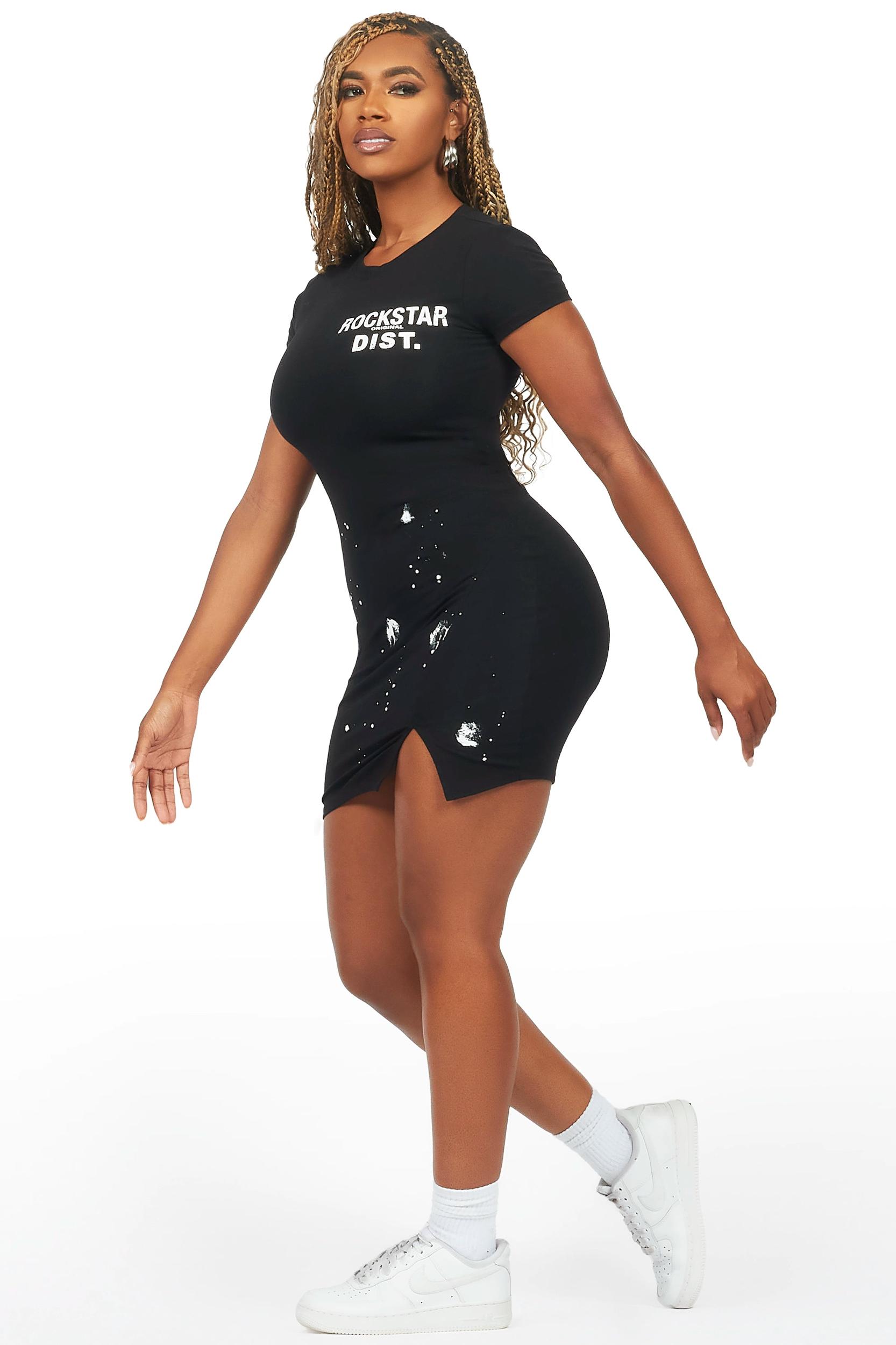 Lajuna Black Mini Dress Female Product Image