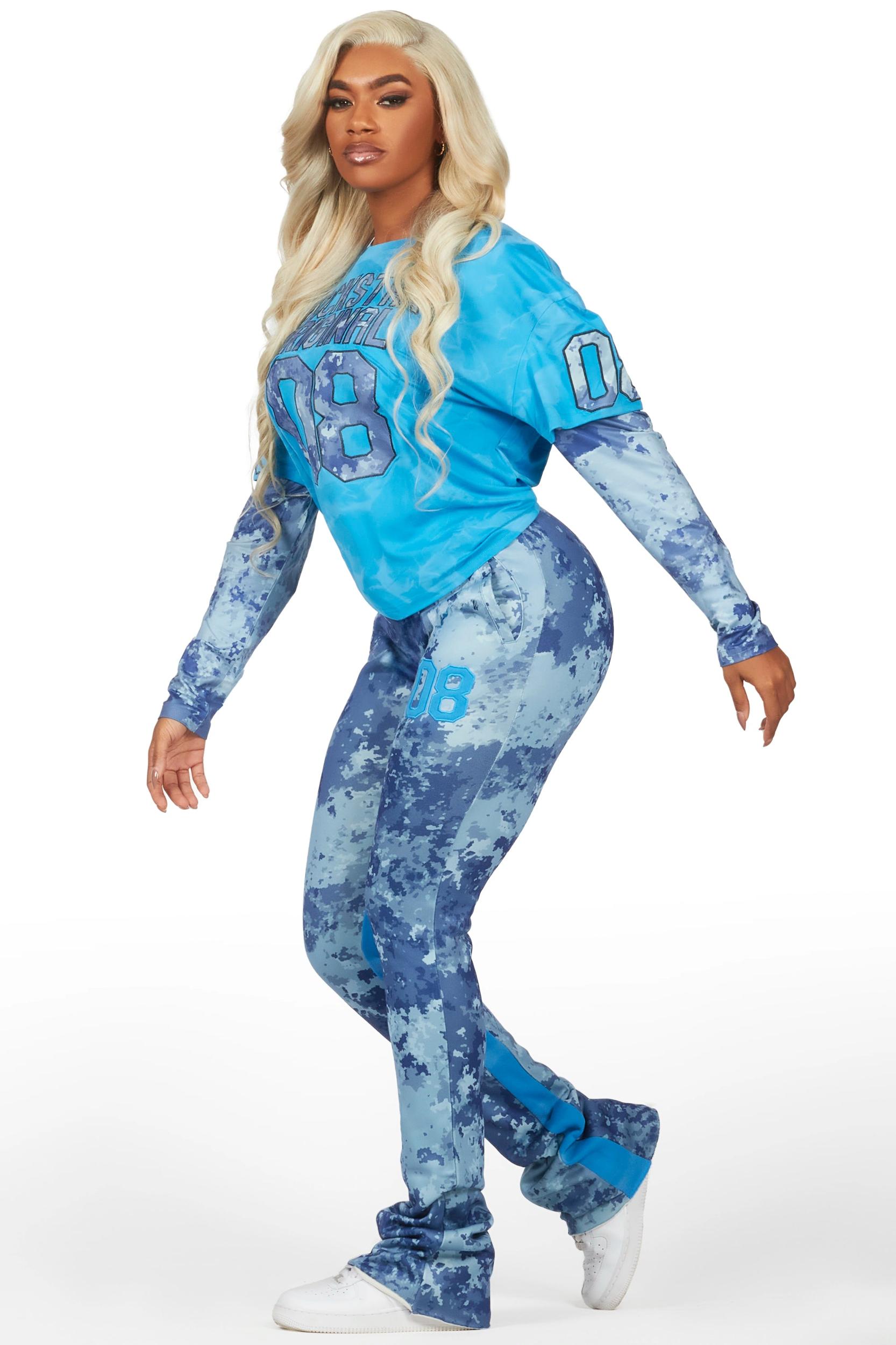 Chriseana Blue/Digital Camo Double Layer T-Shirt Trackset Female Product Image