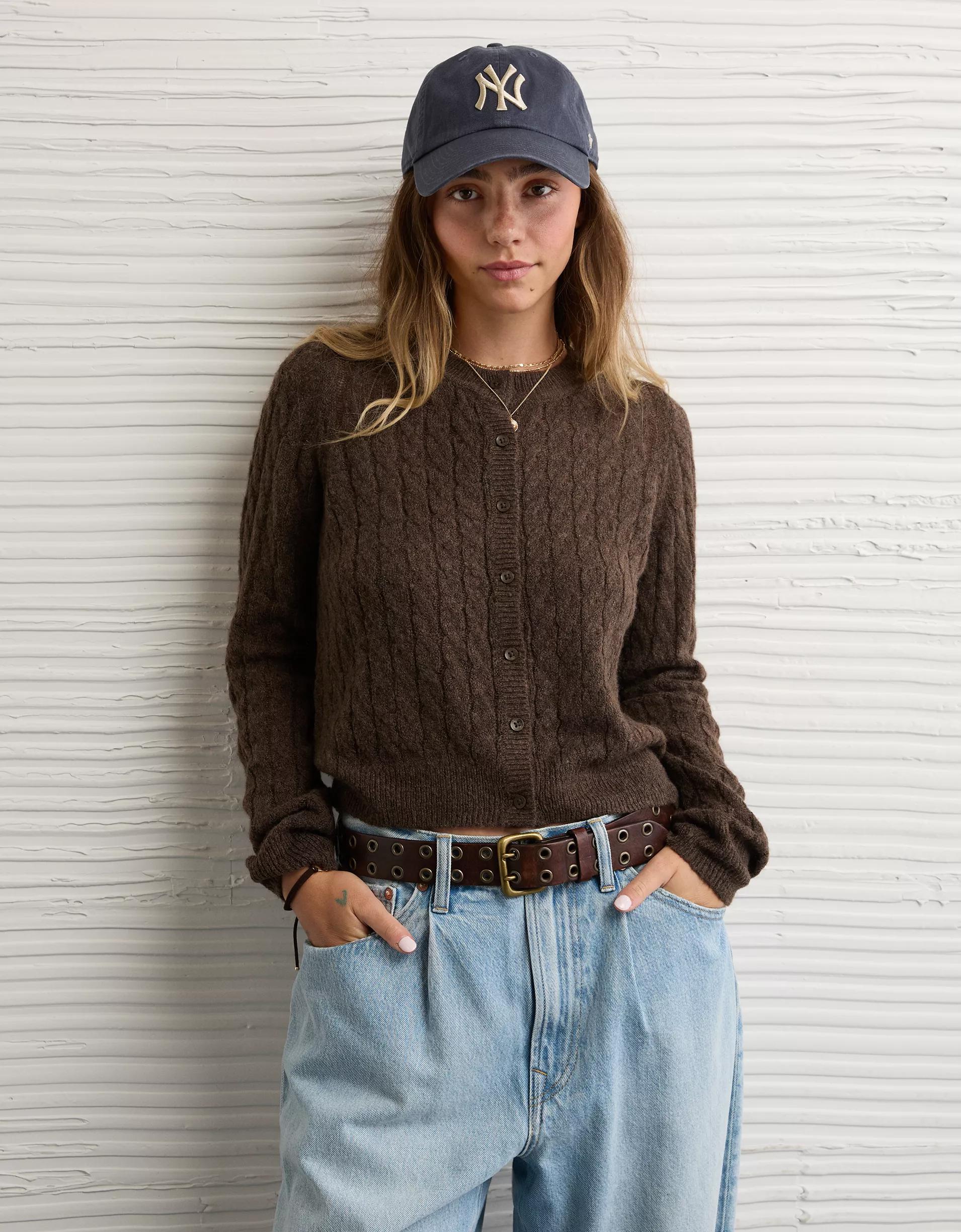 AE Whoa So Soft Button-Front Cardigan Product Image