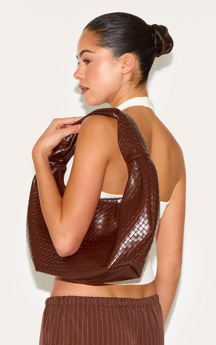 Brown Weave Slouchy Tote Bag Product Image