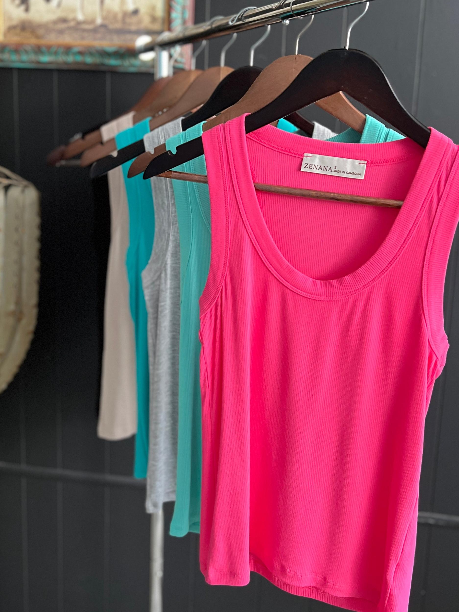 Zenana Ribbed Scoop Neck Tank Top Product Image