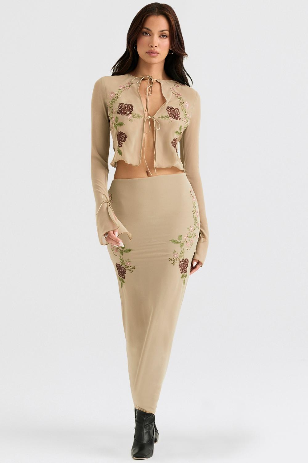 Lailah  artichoke floral maxi skirt Product Image