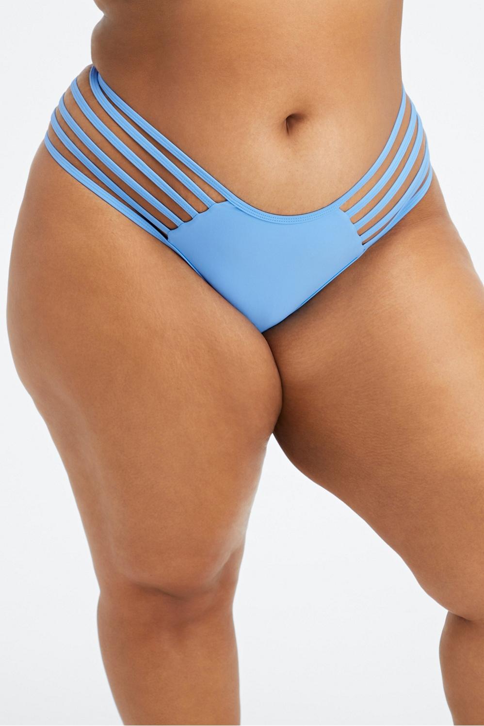 Fabletics High-Waisted Strappy Bikini Bottom Womens blue plus Size 4X Product Image