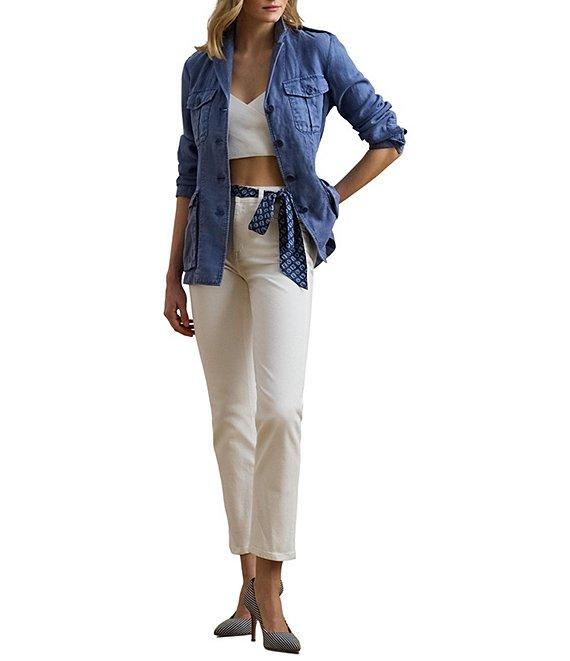 Lauren Ralph Lauren Lightweight Linen Notch Lapel Long Sleeve Blazer Product Image