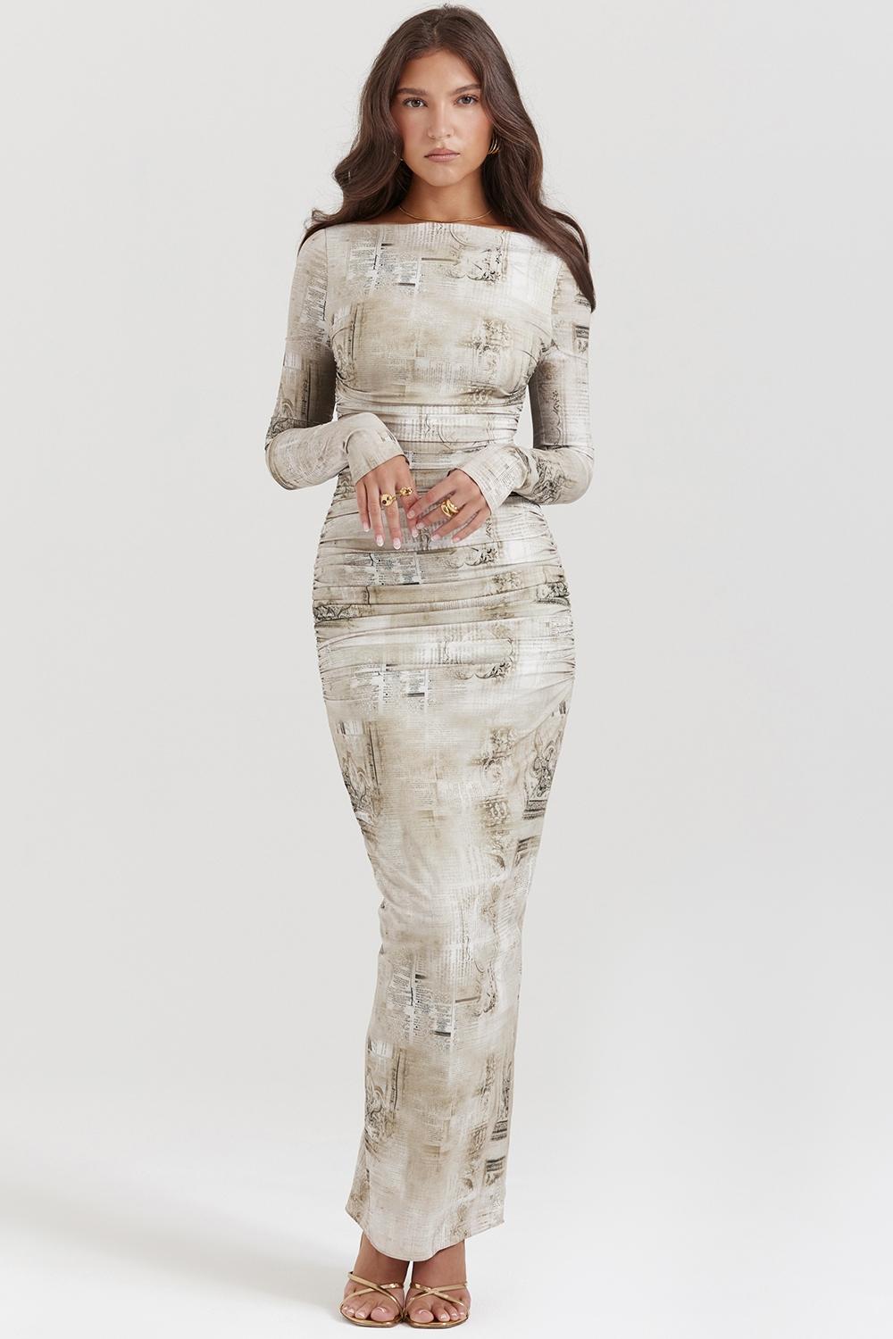 Lanetta  pale sage print maxi dress Product Image