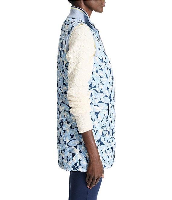 NIC + ZOE Woven Winter Floral Print Stand Collar Sleeves Reversible Vest Product Image