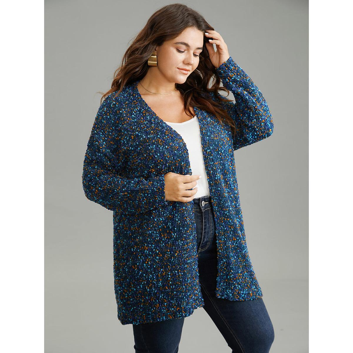 Plus Size Color Textured Open Front Cardigan Aegean Women Casual Loose Long Sleeve Dailywear Cardigans BloomChic 30/6X Product Image
