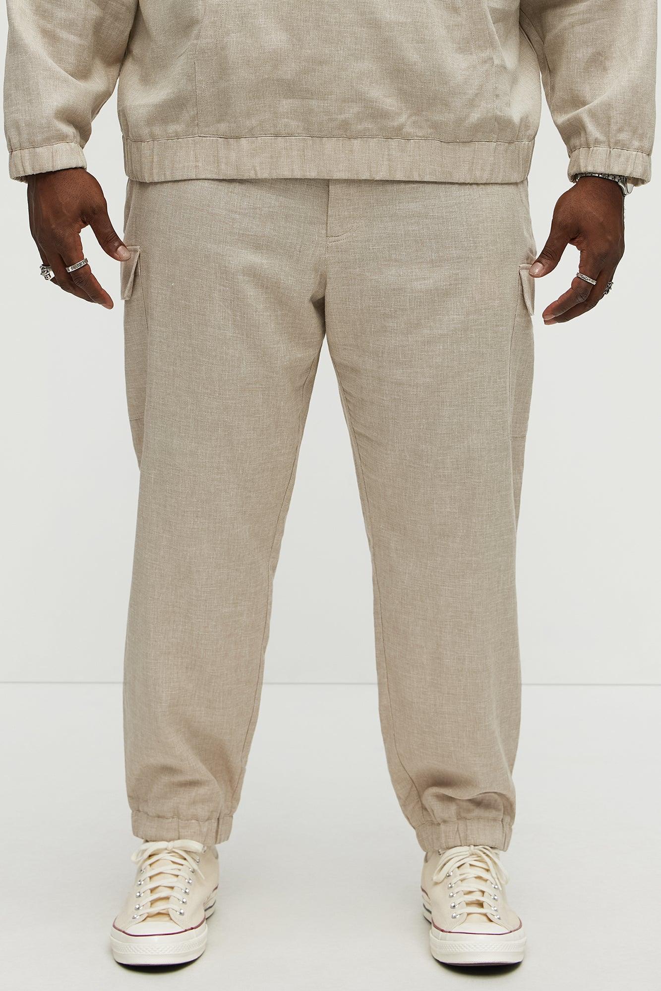 Slim Bahamas Linen Cargo Jogger - Stone Product Image