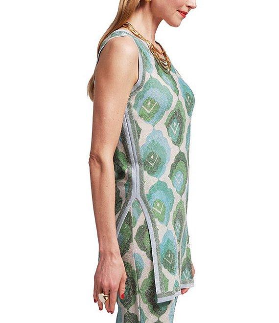 FRANCES VALENTINE Robbie Graphic Leaf Print Scoop Neck Sleeveless Coordinating Top Product Image