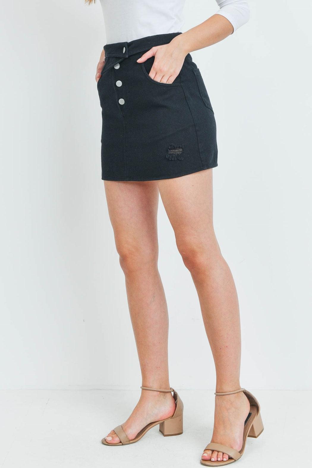Buttons Mini Denim Skirt Product Image