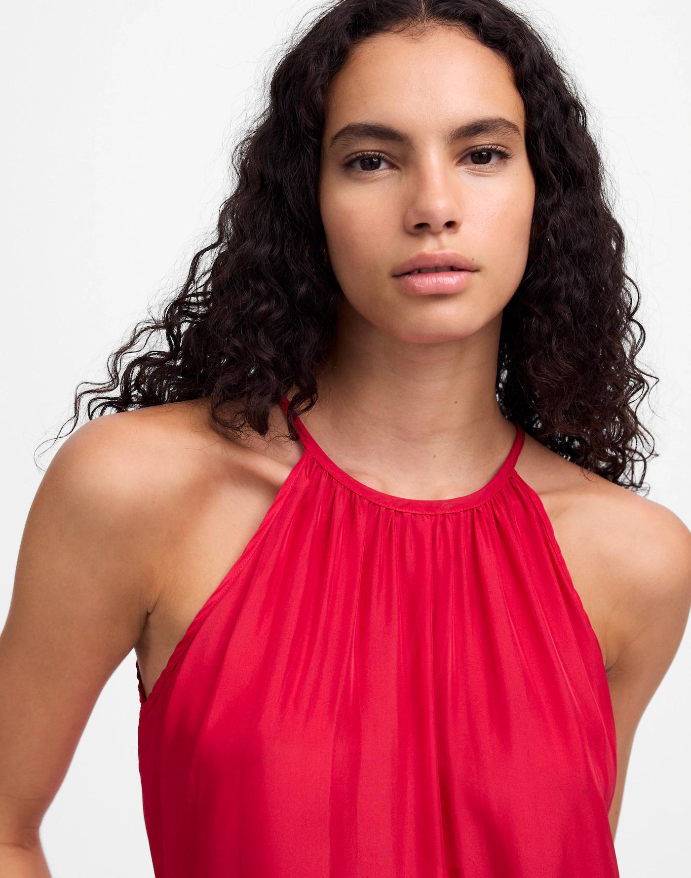 Habotai Silk Tiered Halter Dress Product Image