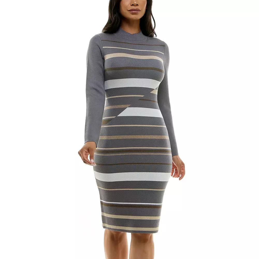 Women's Nina Leonard Ribbed Stripe Sweater Dress,  Product Image