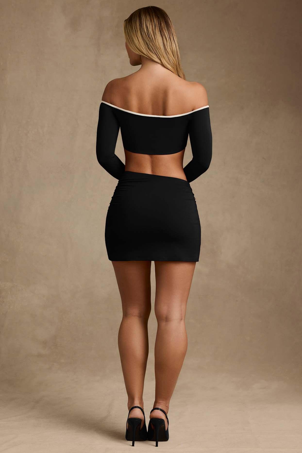Modal Asymmetric-Waist Mini Skirt in Black Product Image