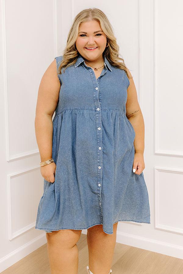 Ocean Retreat Chambray Mini Dress Curves Product Image