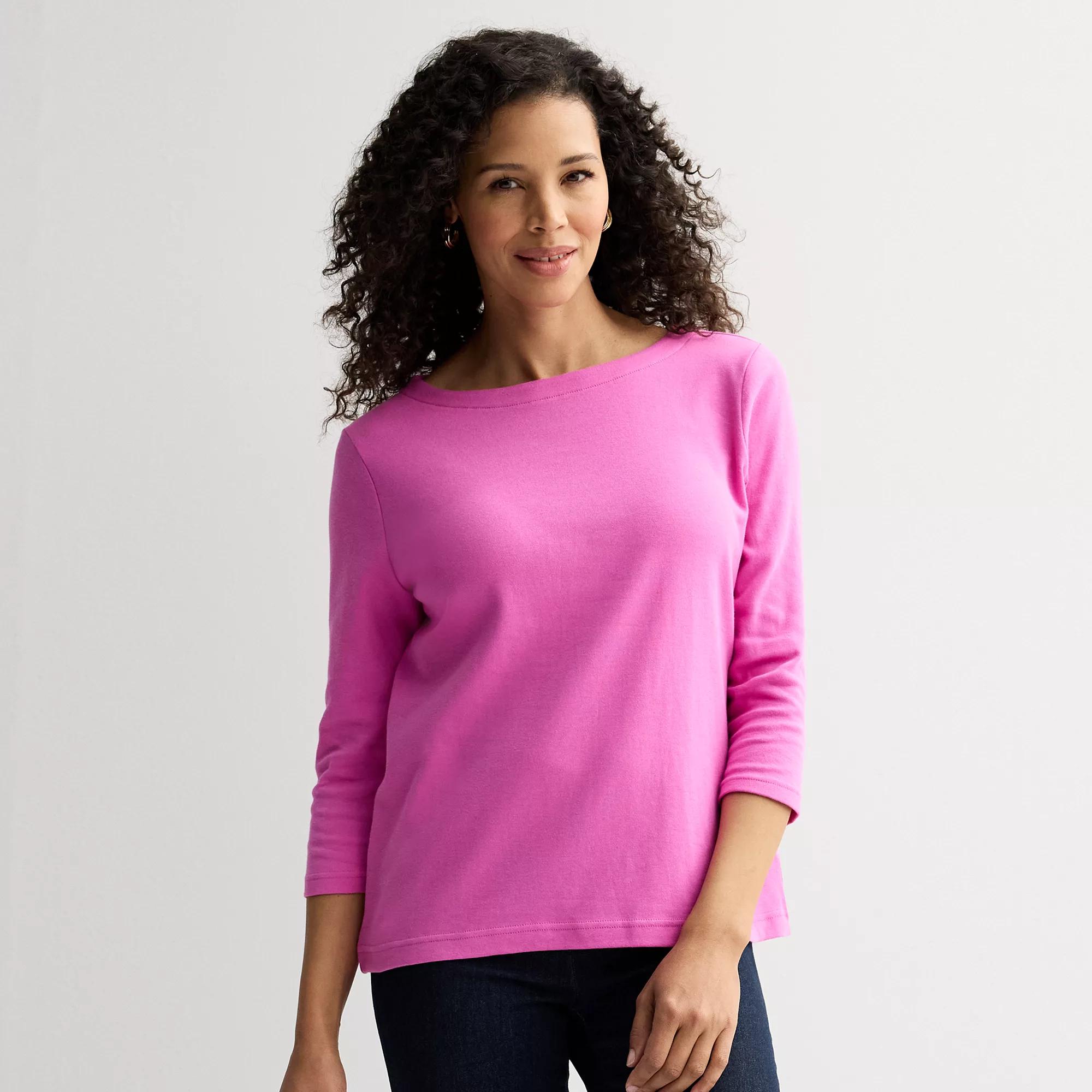 Women's Croft & Barrow® Boatneck Top, Size: XL, Pink Emporium Product Image