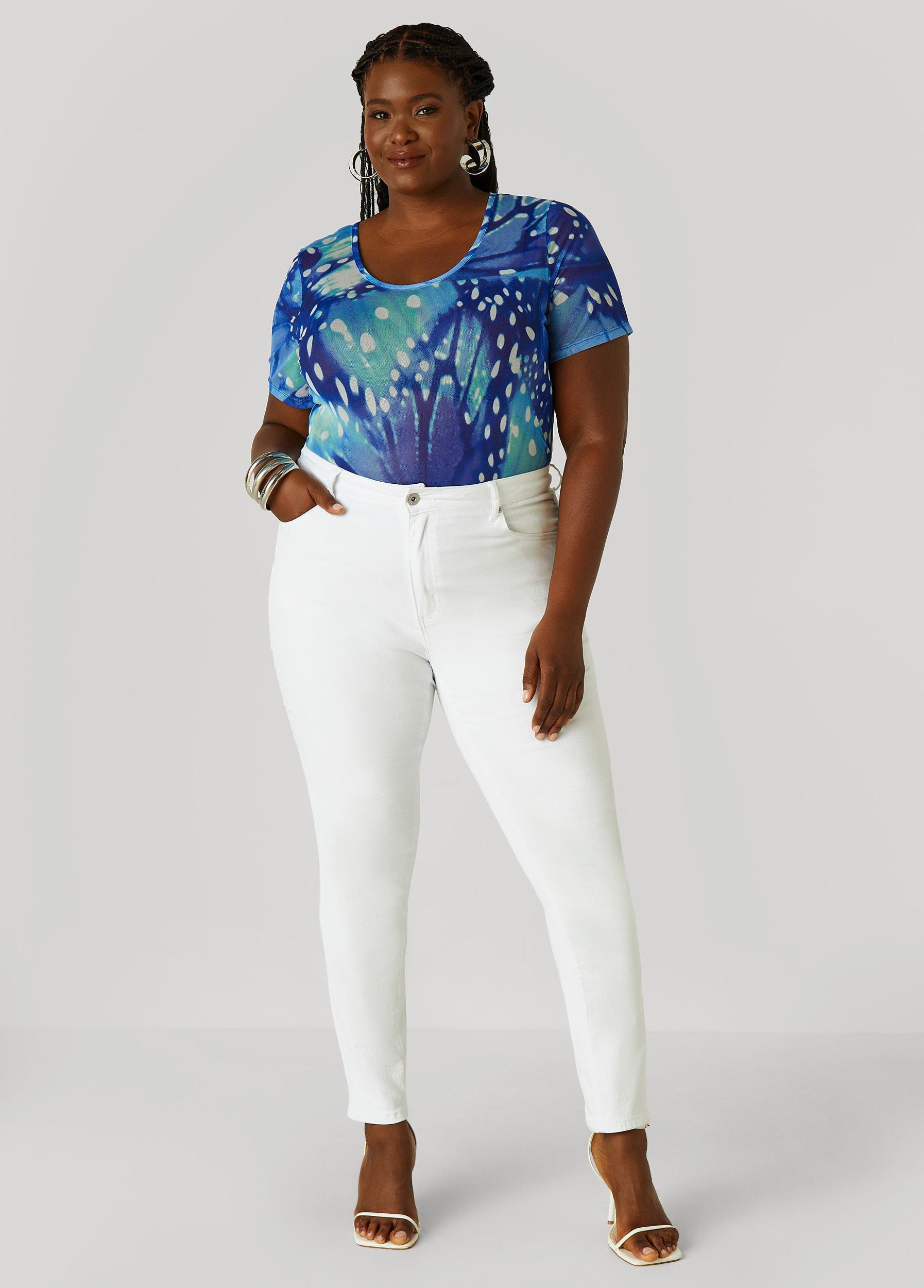 Plus Size Butterfly Print Mesh Tee Ashley Stewart Product Image
