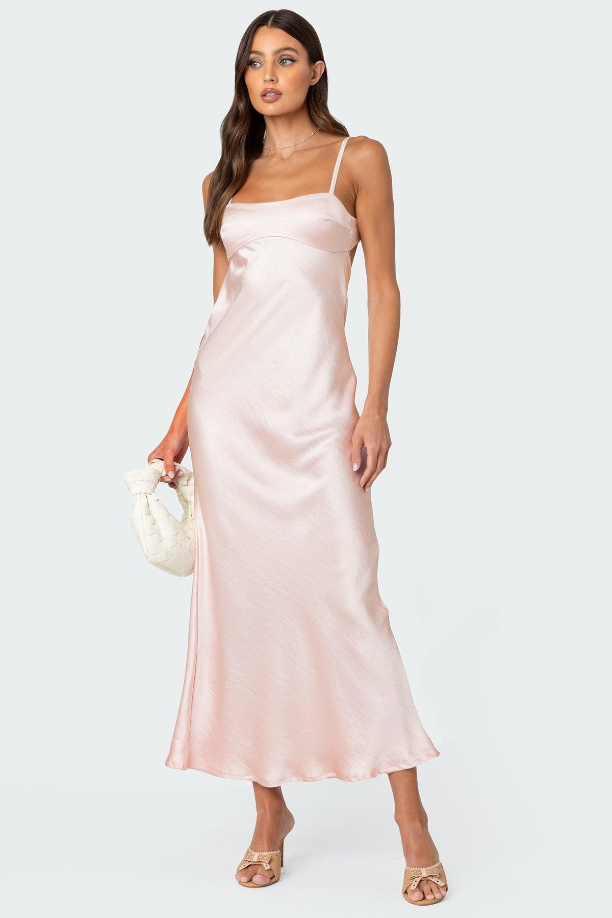 Vienna Open Back Satin Effect Maxi Dress Product Image