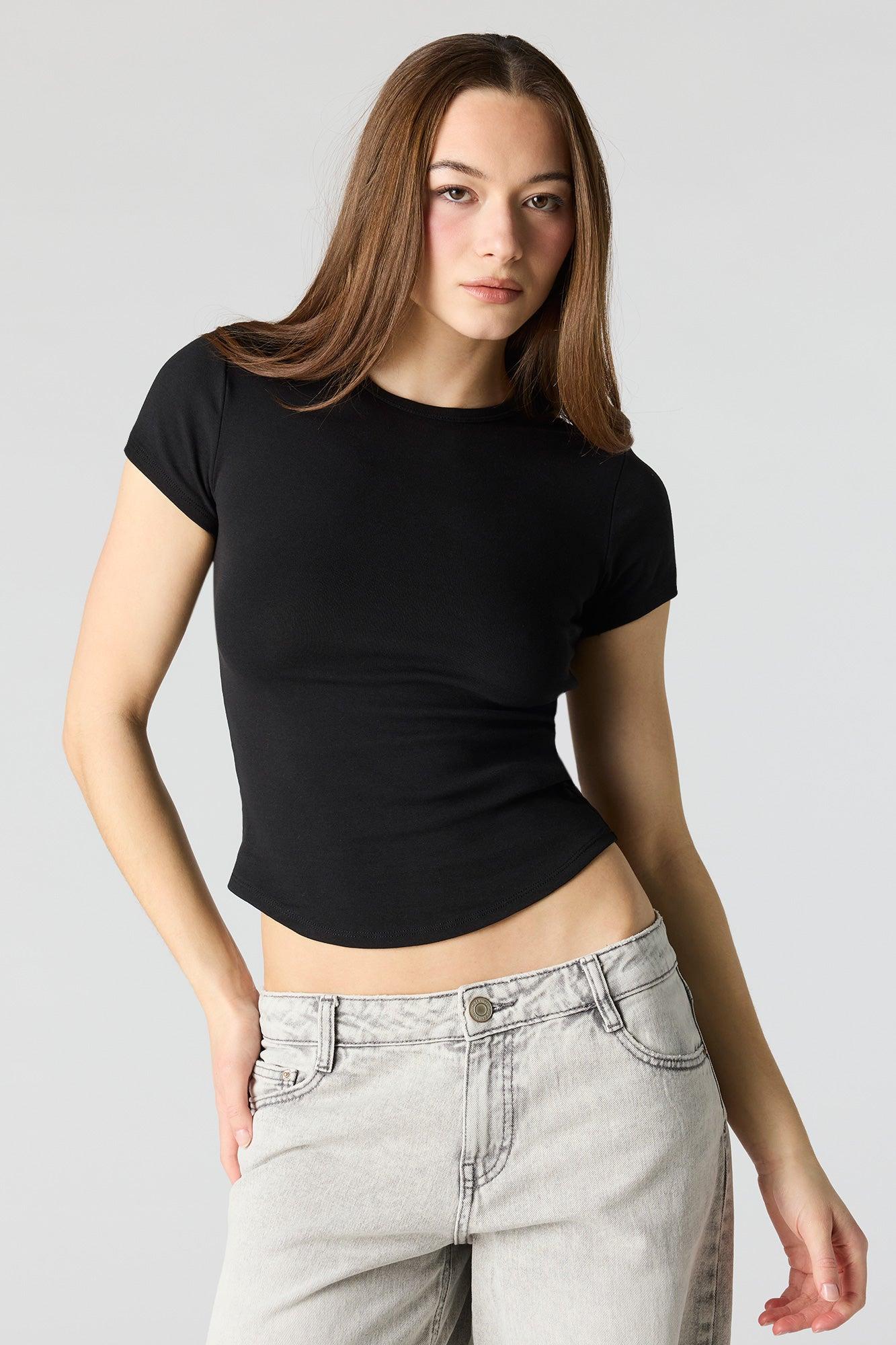 Curved Hem T-Shirt Female Product Image