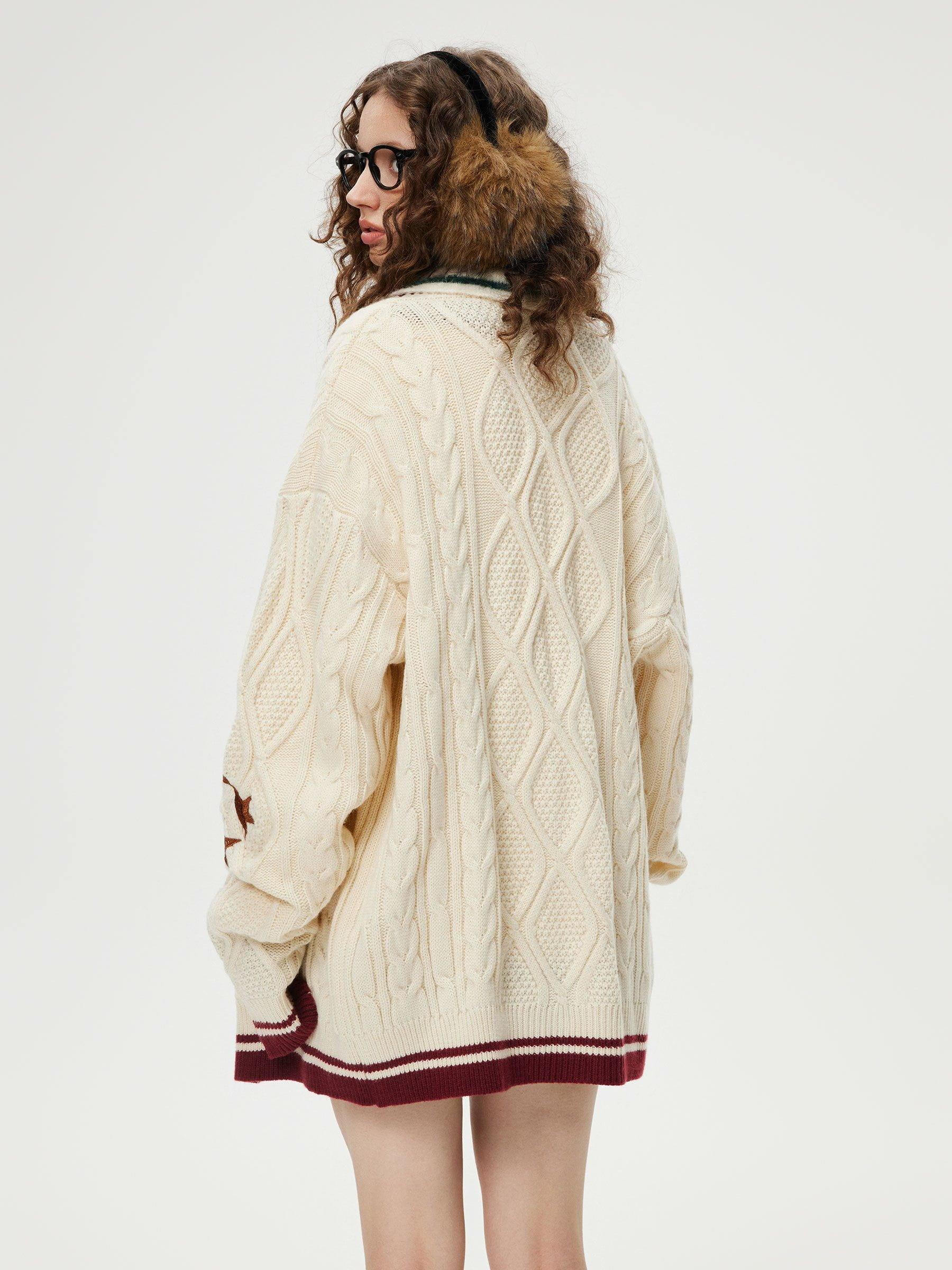 Aelfric Eden Color Blocking Star V-Neck Cardigan Product Image