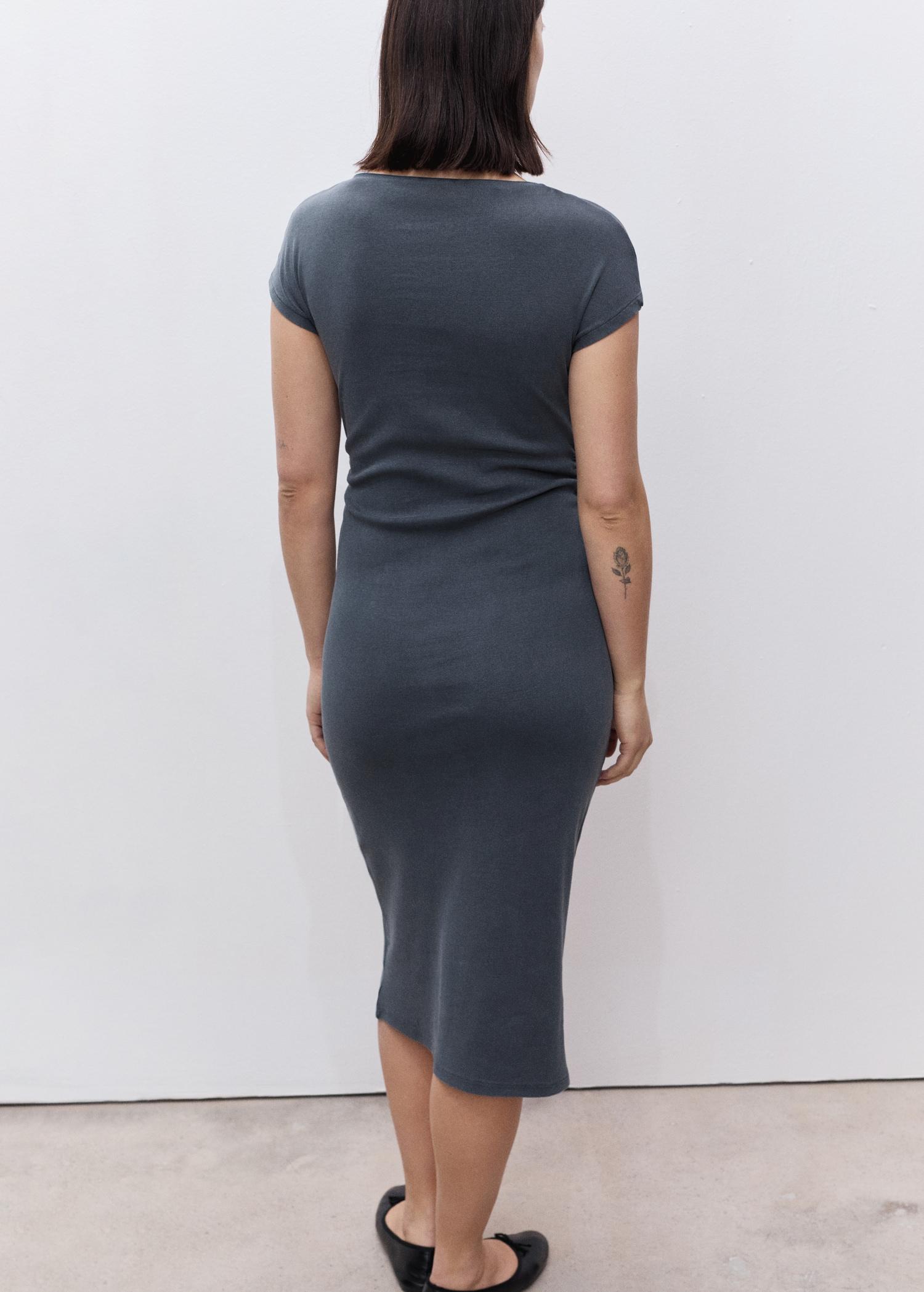 Cotton dress with gathered sides - Women | MANGO USA Product Image