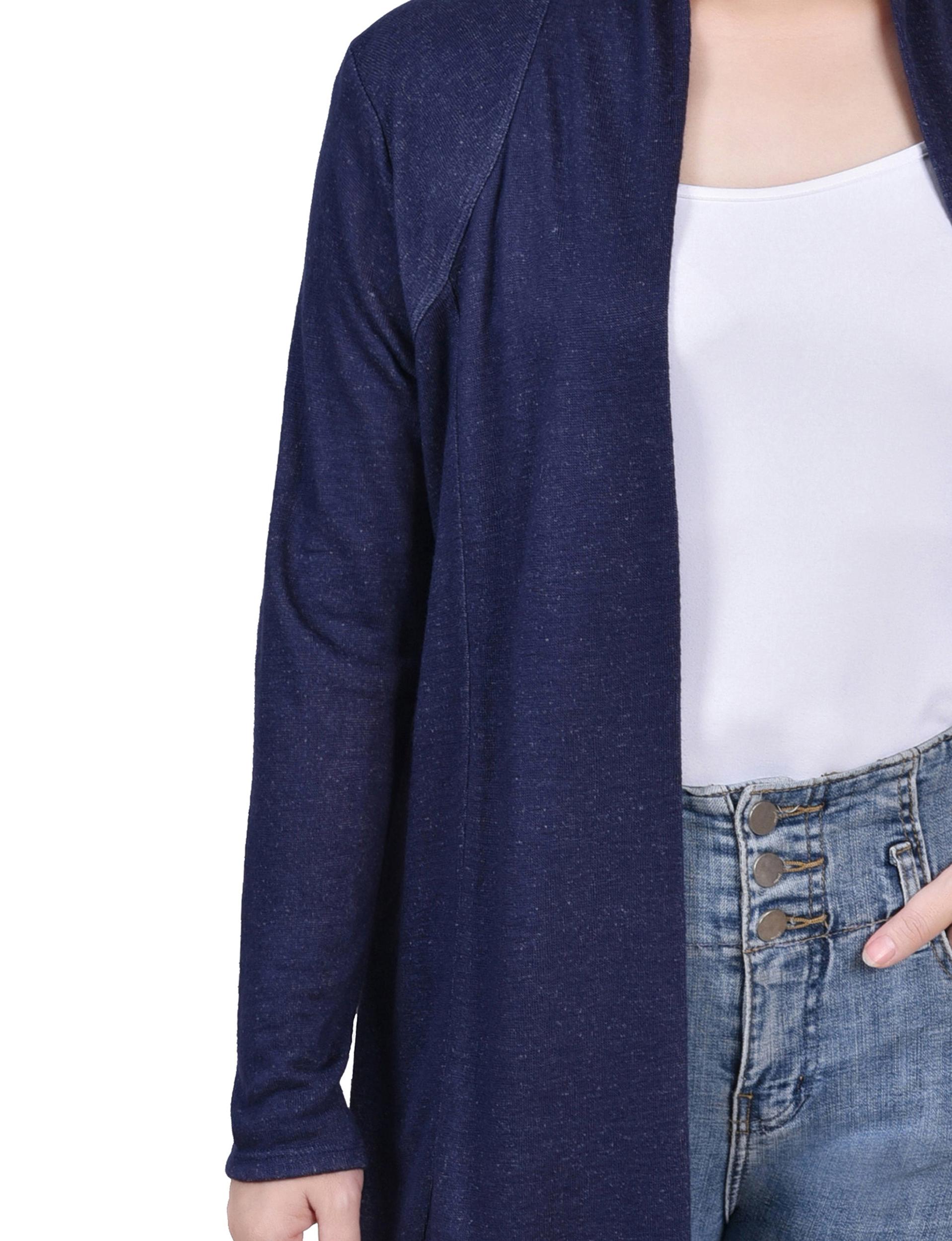 Navy Long Sleeve Collared Cardigan Product Image