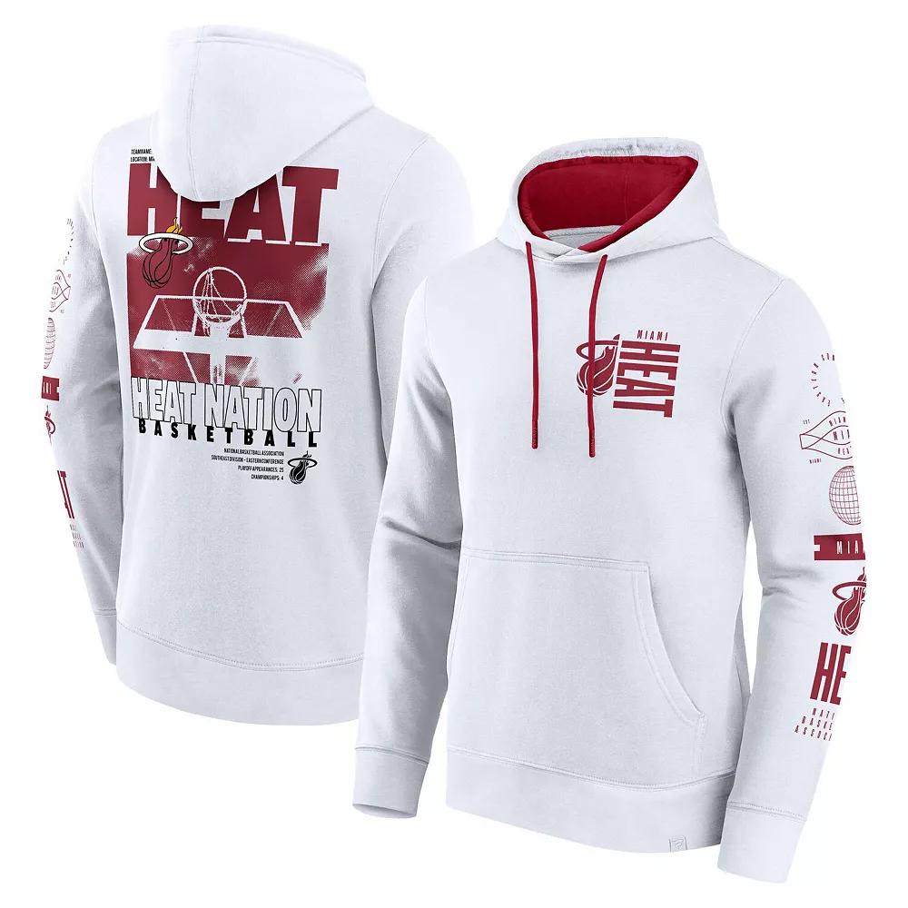 Men's Fanatics White Miami Heat Game Time Crossover Pullover Hoodie,  Product Image
