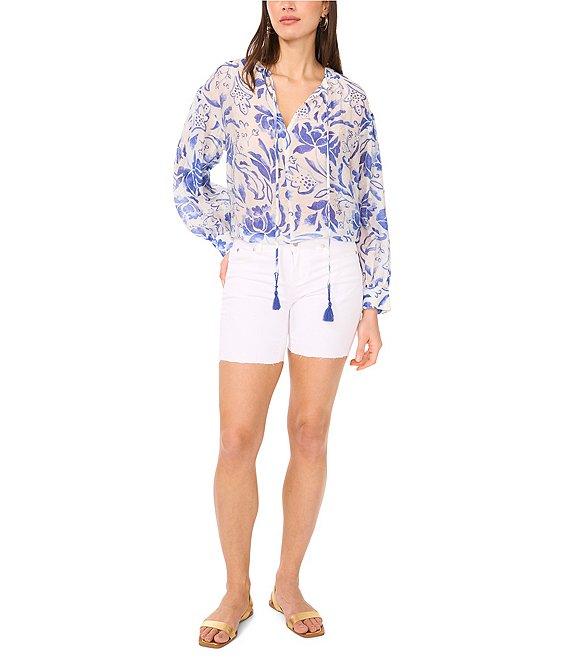 Vince Camuto Floral Print V-Neck Long Sleeve Blouse Product Image