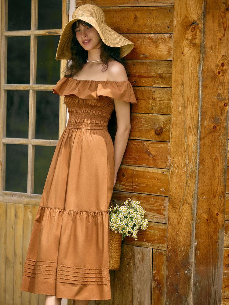 Ruffle Off Shoulder Women Maxi Dress Product Image