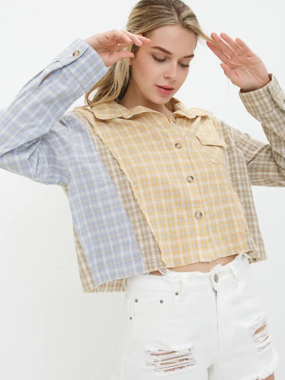 Mixed Plaid Button Up Product Image
