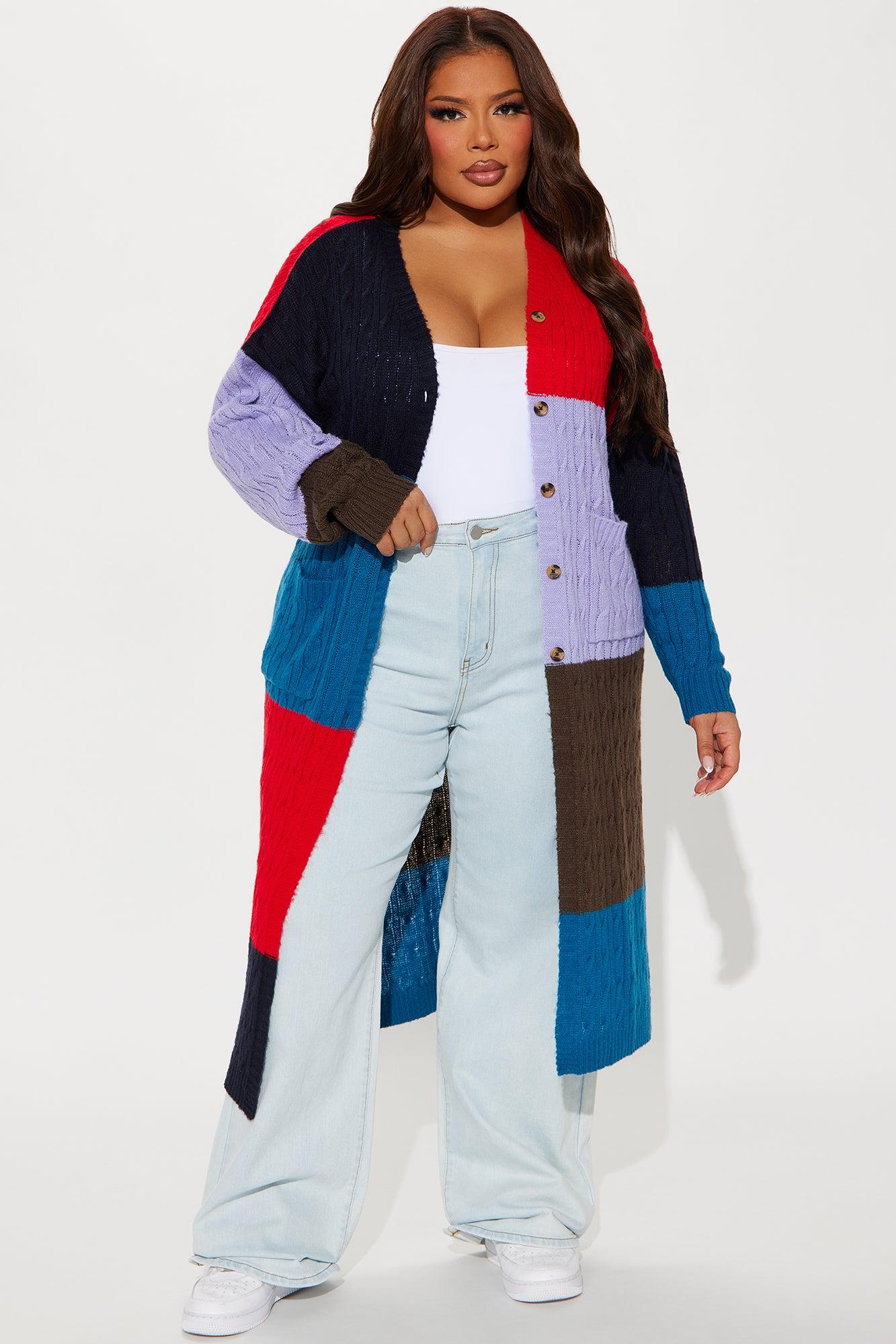 On The Go Color Block Cardigan - Multi Color Product Image