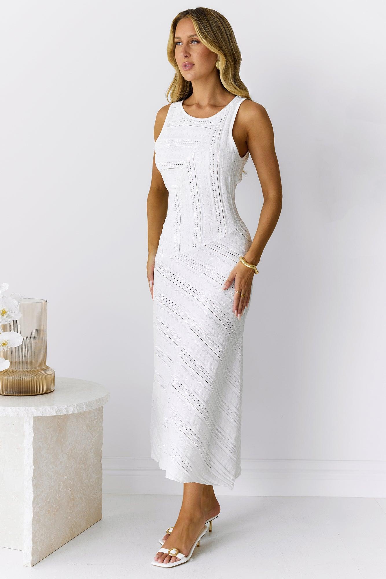 Island Of Moonflowers Midi Dress White Product Image