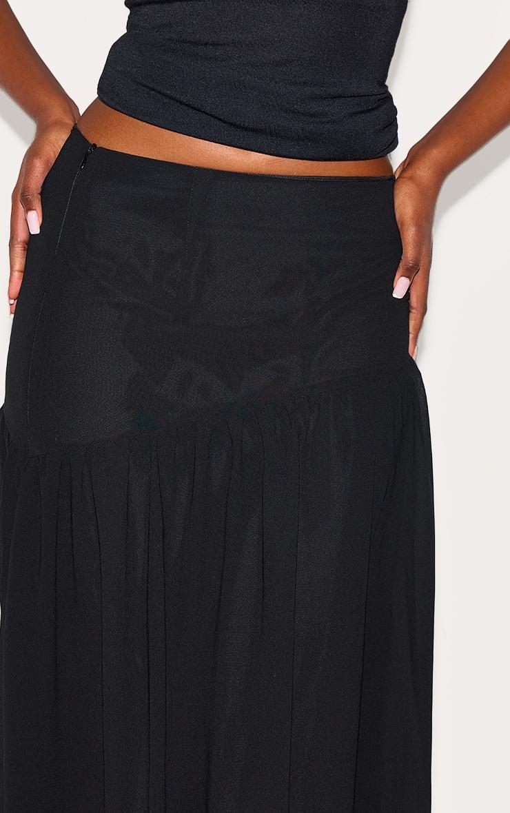 Black Asymmetric Drop Waist Maxi Skirt Product Image