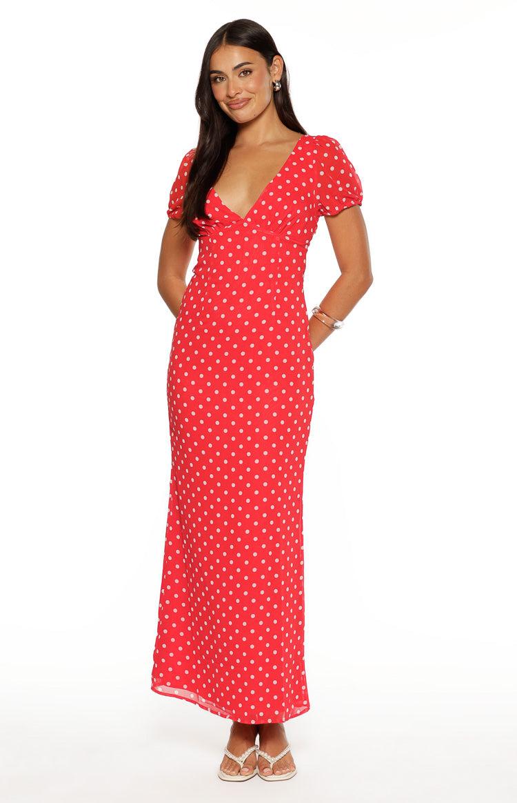 Lovella Red Polka Dot Maxi Dress Product Image