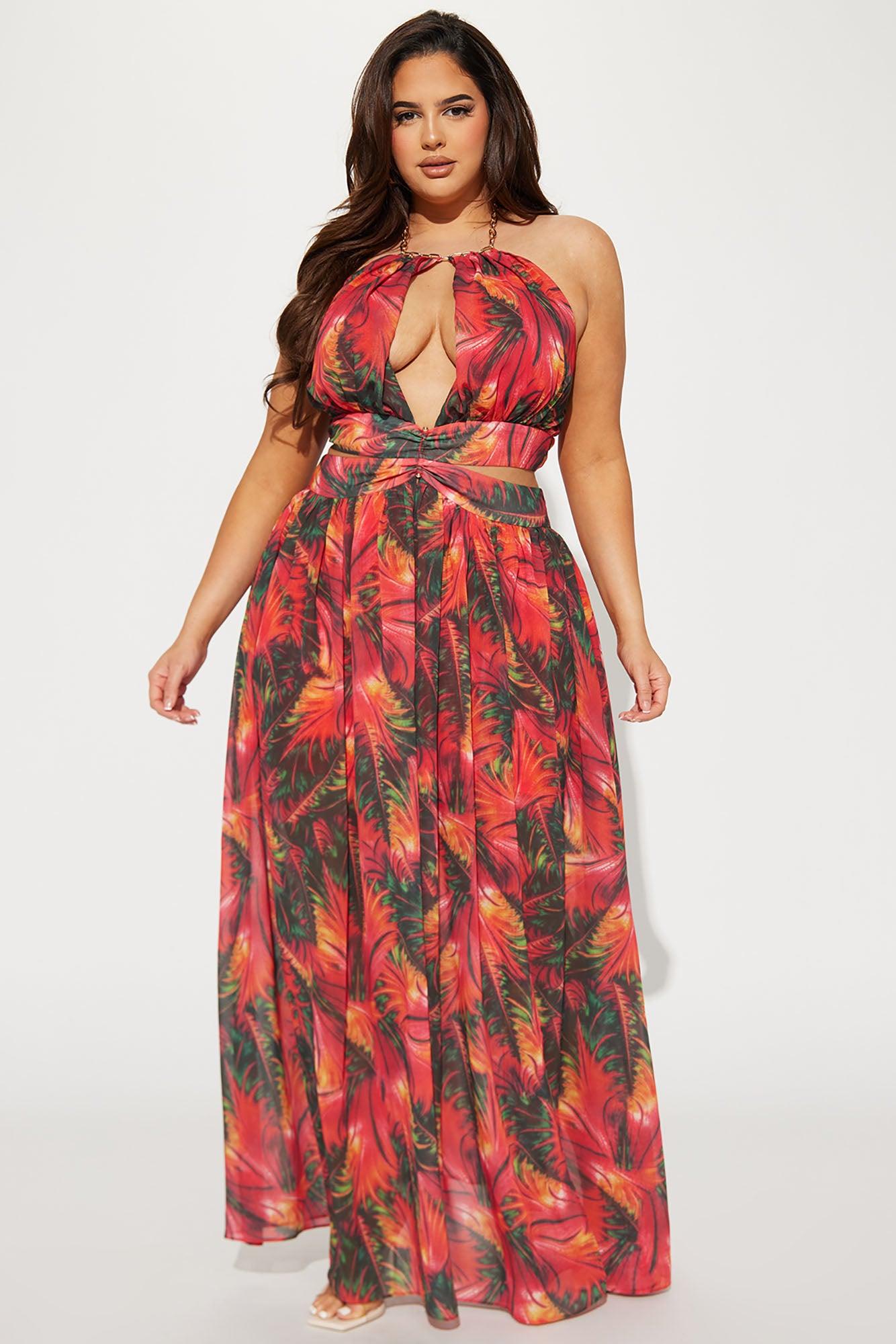 Hot In The Tropics Maxi Dress - Red/combo Product Image