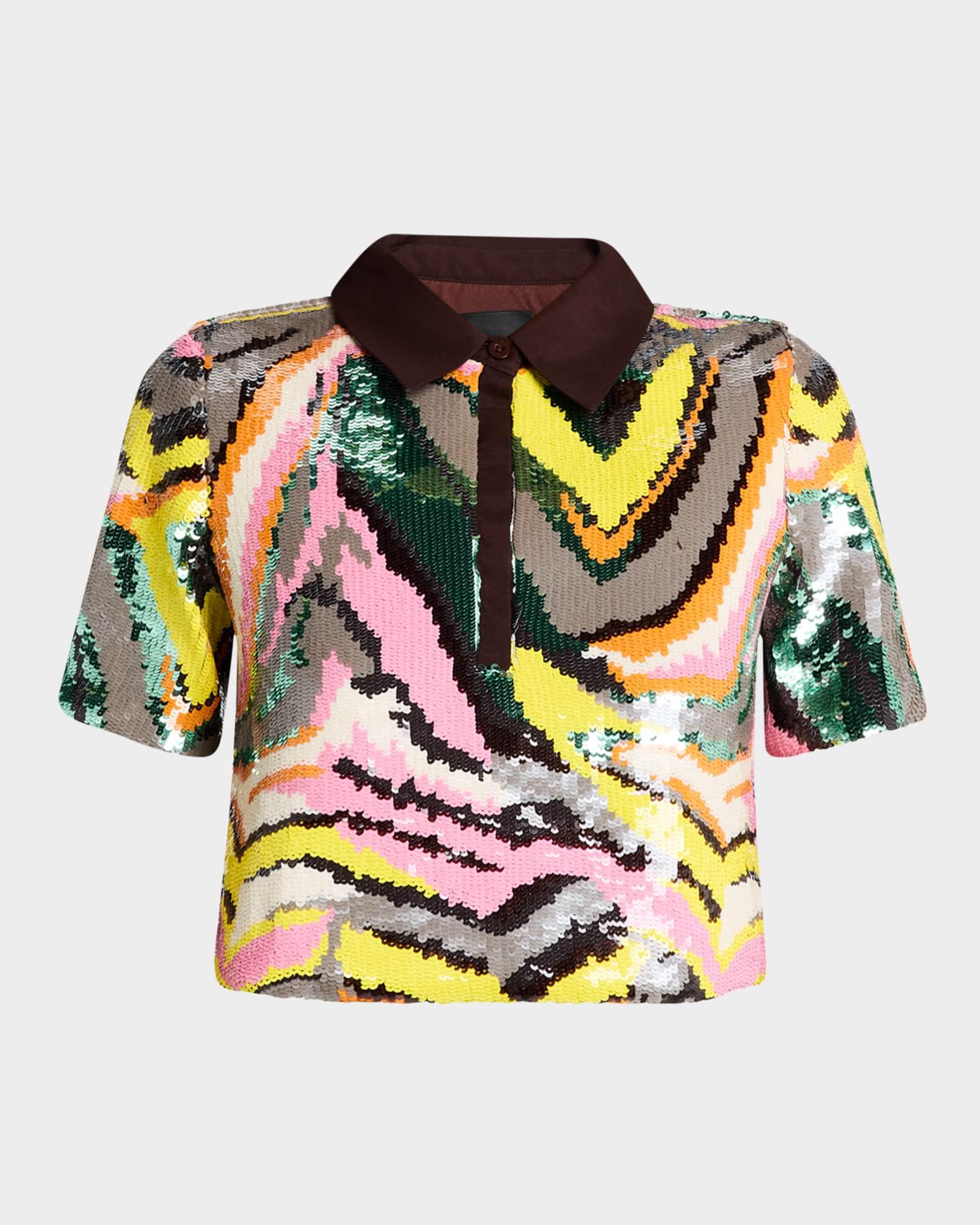 Pop Art Sequined Polo Top Product Image