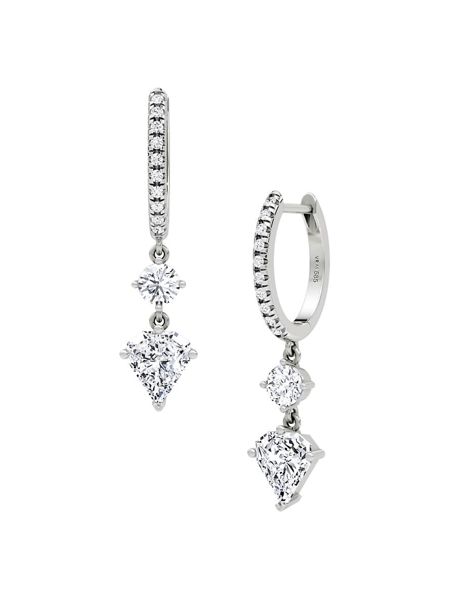 Womens Shield 14K Yellow Gold & 2.16 TCW Lab-Grown Diamond Drop Hoop Earrings Product Image