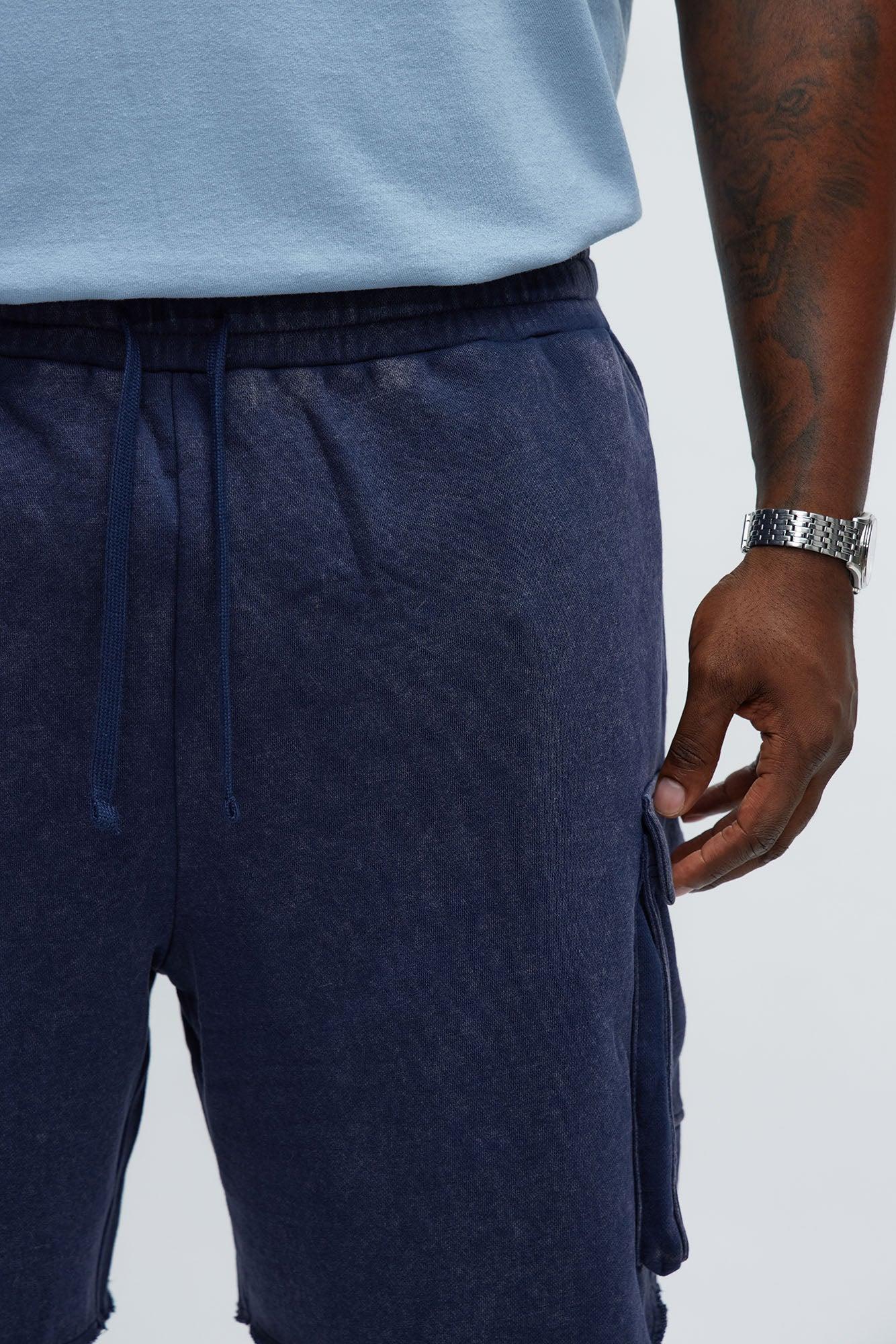 Tyson Bagged Off Cargo Relaxed Shorts - Navy Male Product Image