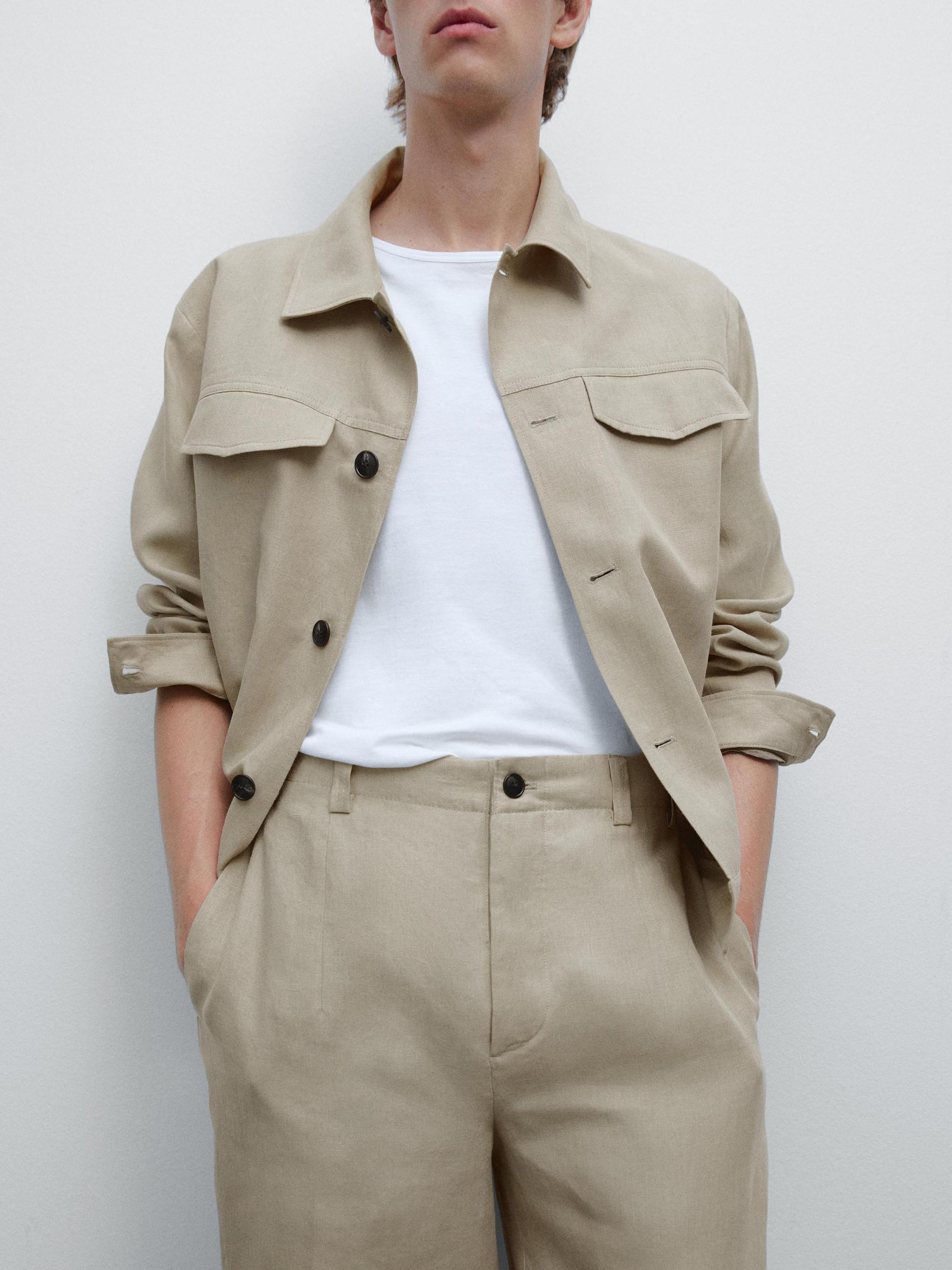 Total look 100% linen trousers Product Image