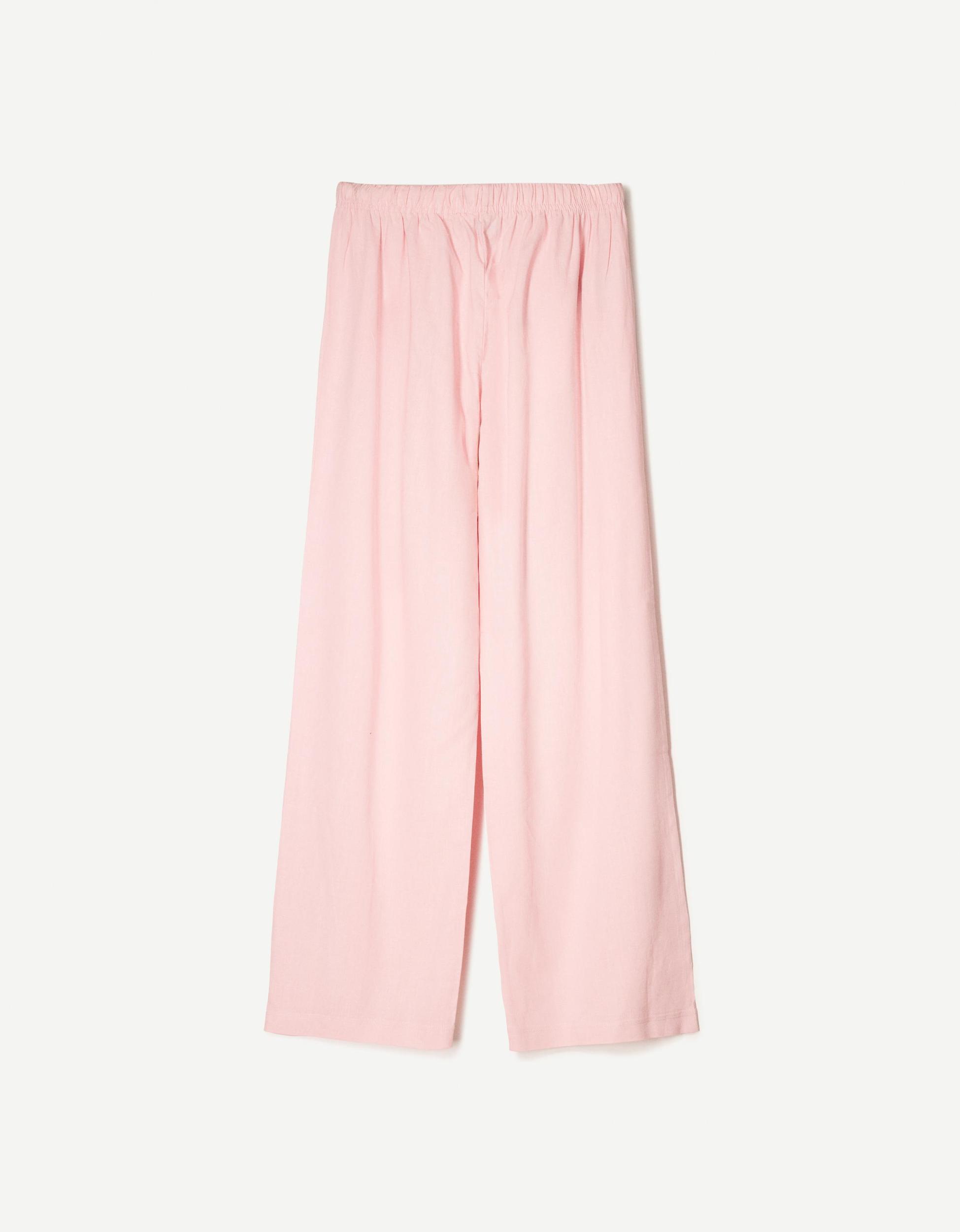 Linen blend pants with an elastic waistband Product Image