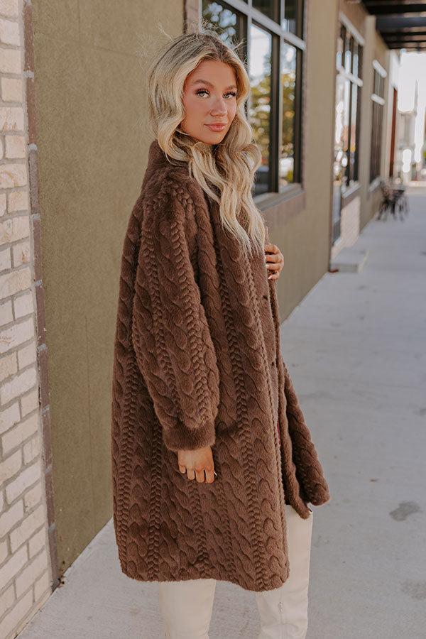 Warm Fuzzy Feeling Faux Fur Coat in Espresso Product Image