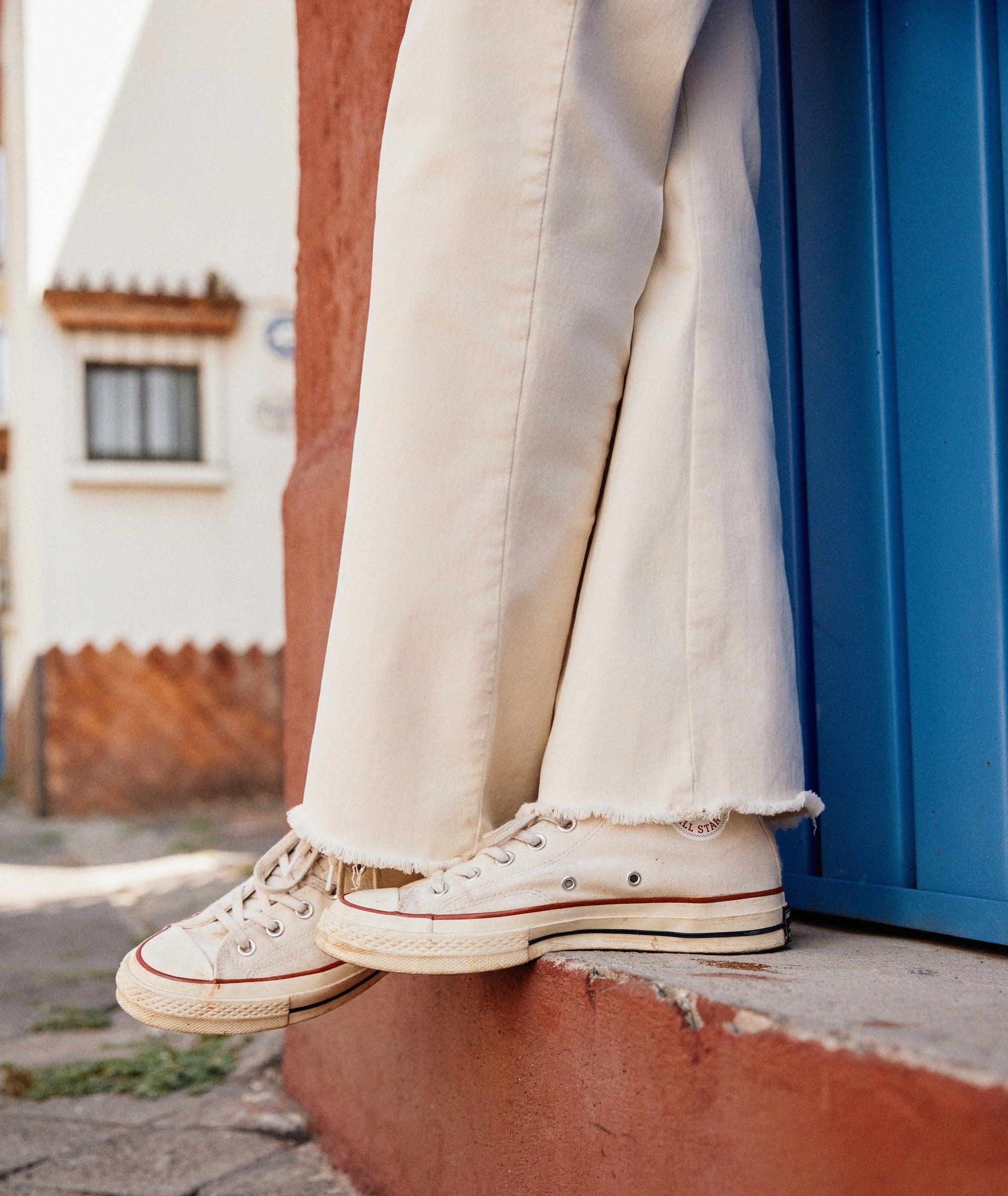 Full Length Raw Edge Bridget Pant in Cream Product Image