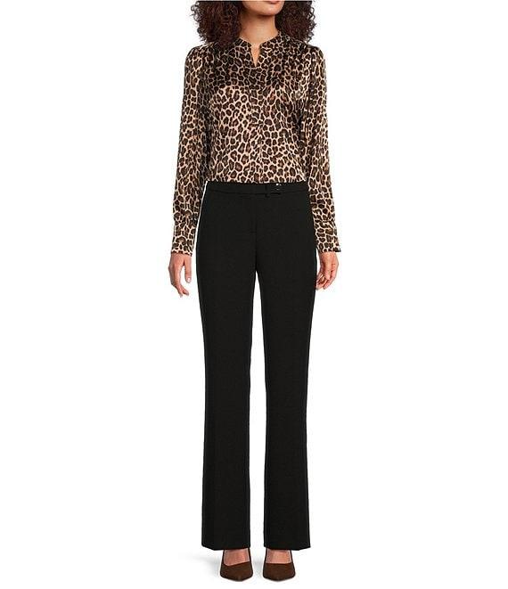 Anne Klein V-Neck Long Sleeve Cheetah Print Satin Blouse Product Image