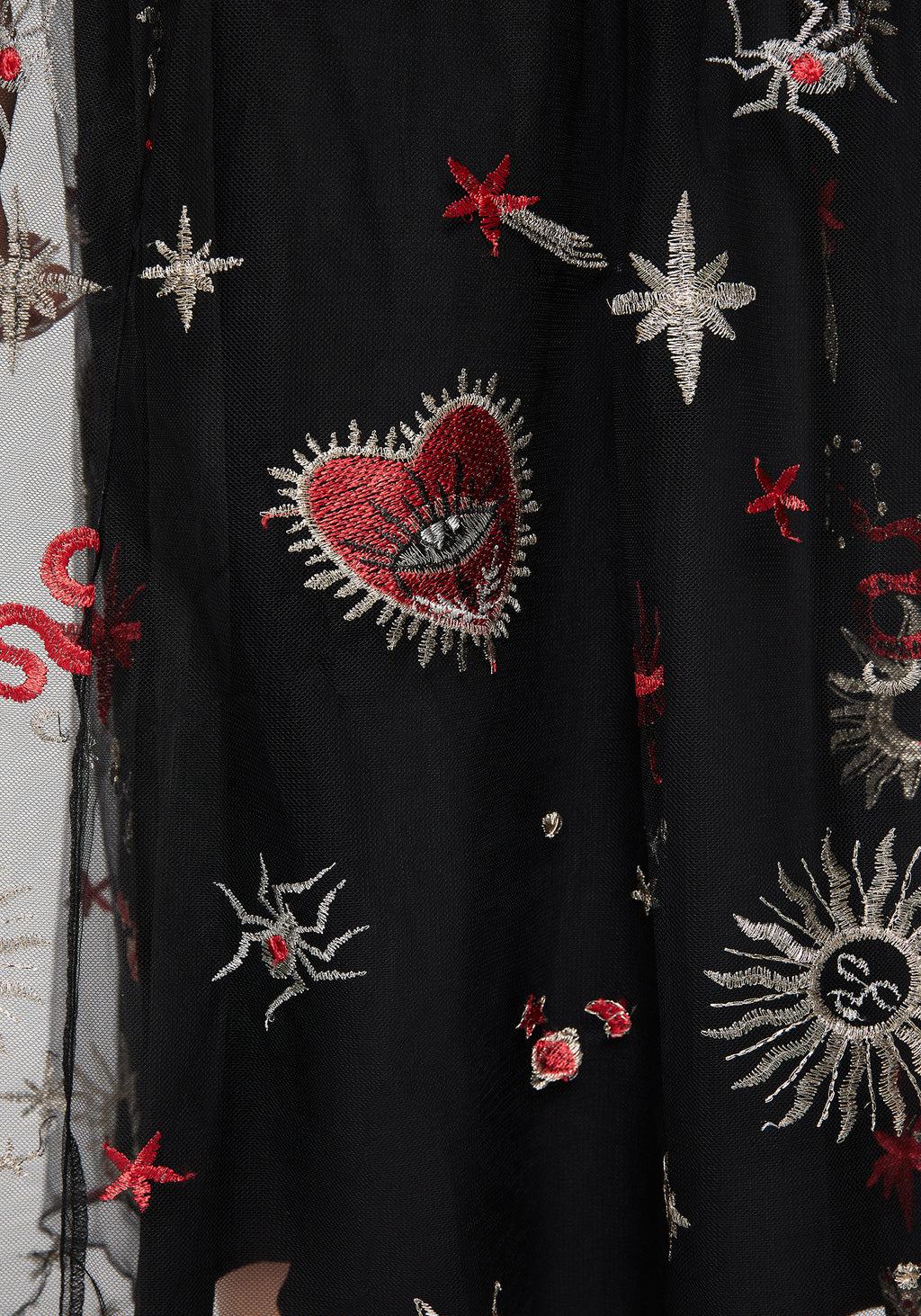 Bloodlust Embroidered Midi Skirt Product Image