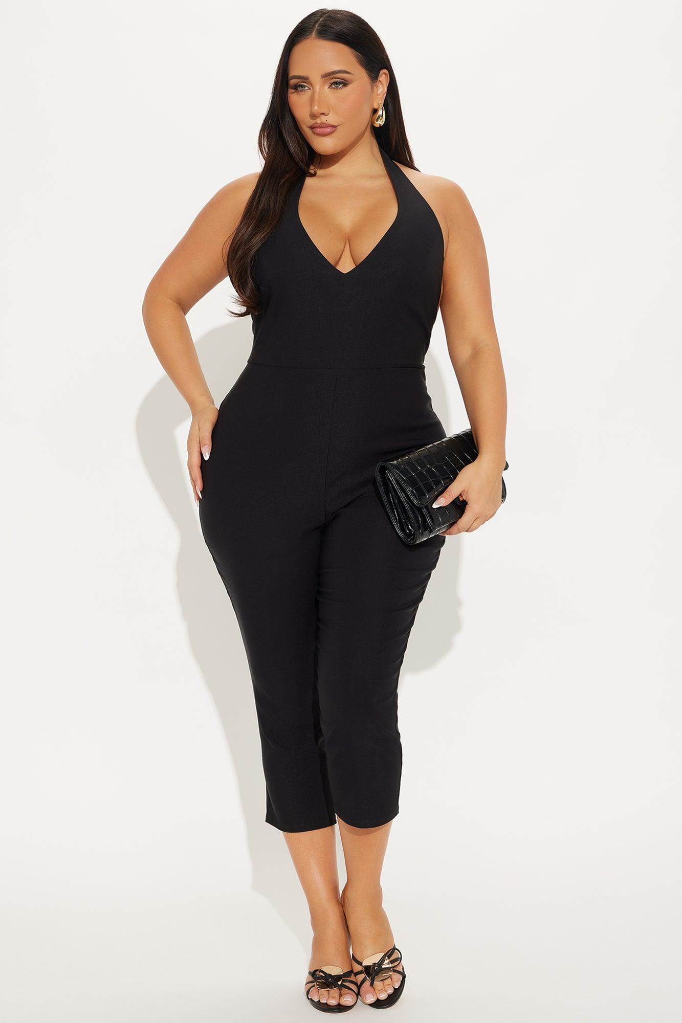 Crossed Your Mind Capri Jumpsuit - Black Product Image