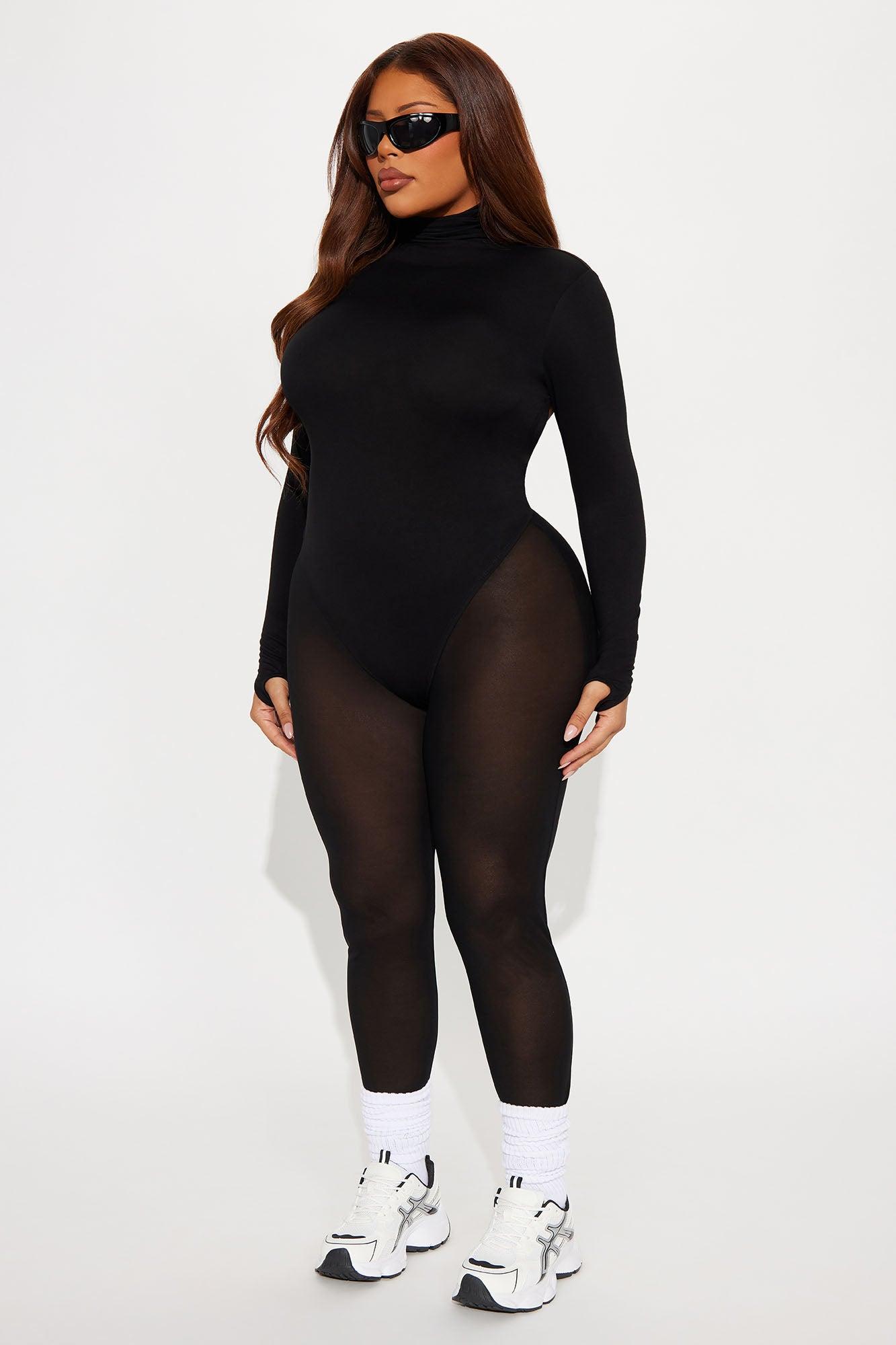 Modal Open Back Turtle Neck Bodysuit - Black Female Product Image