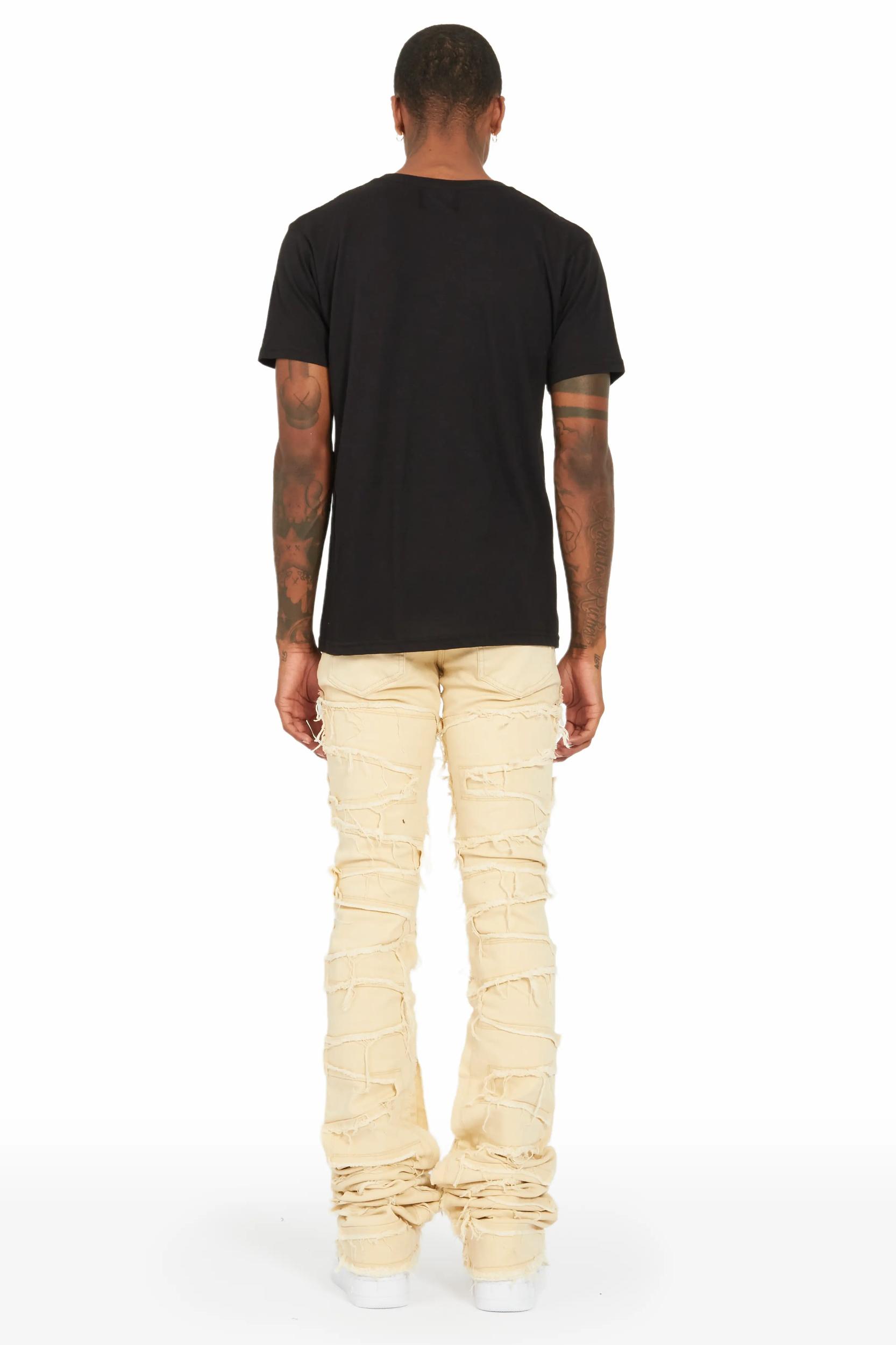 Hallie Beige Super Stacked Flare Jean Male Product Image