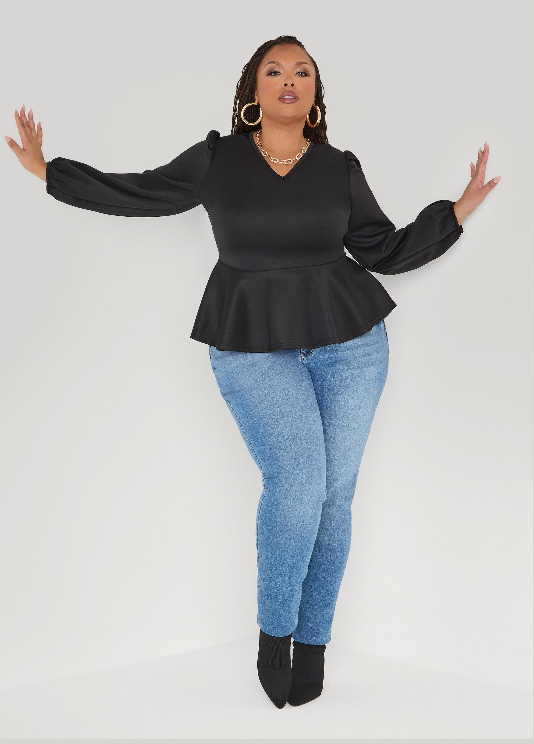 Puff Sleeved Peplum Top Product Image
