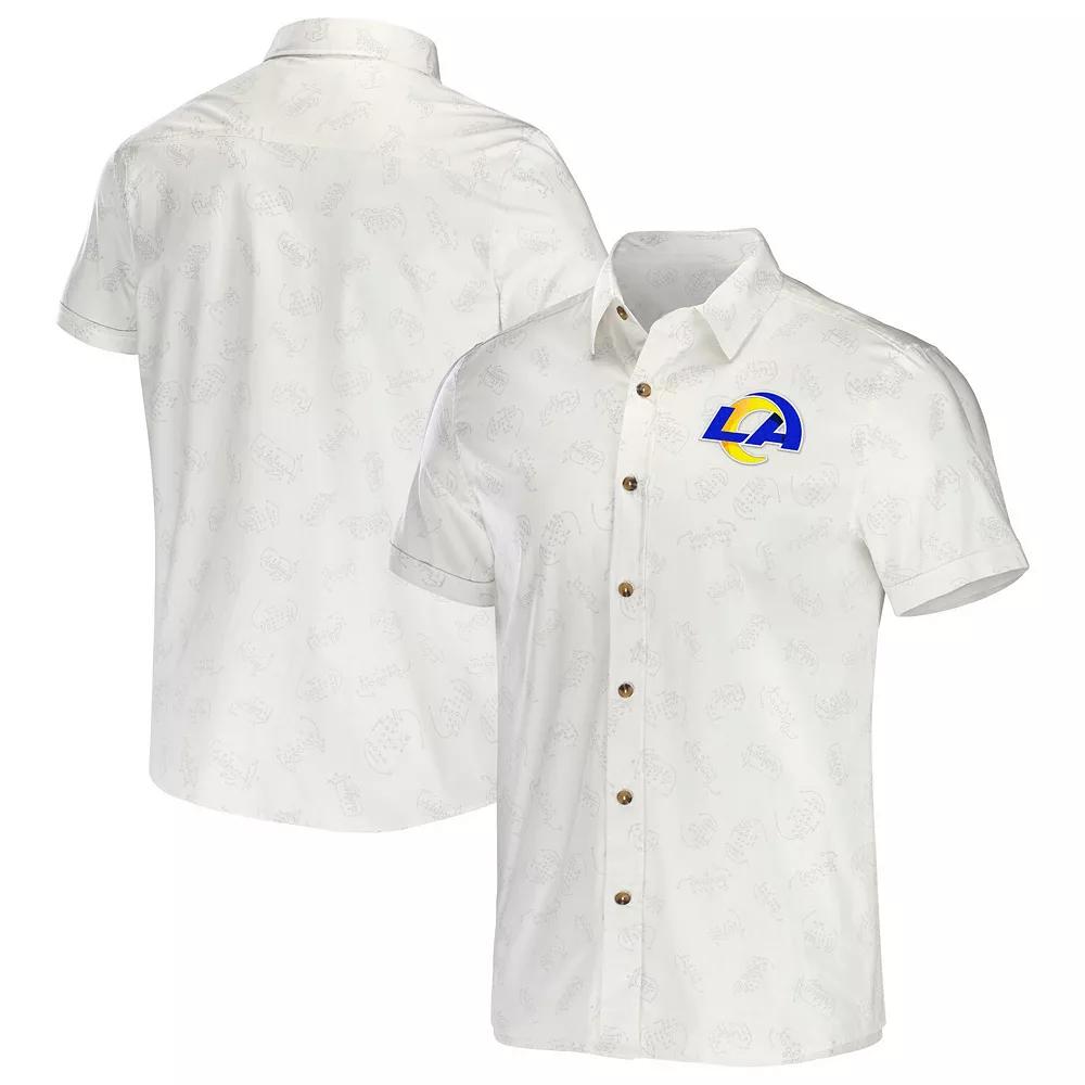 Men's NFL x Darius Rucker Collection by Fanatics White Los Angeles Rams Woven Button-Up T-Shirt, Size: Large Product Image