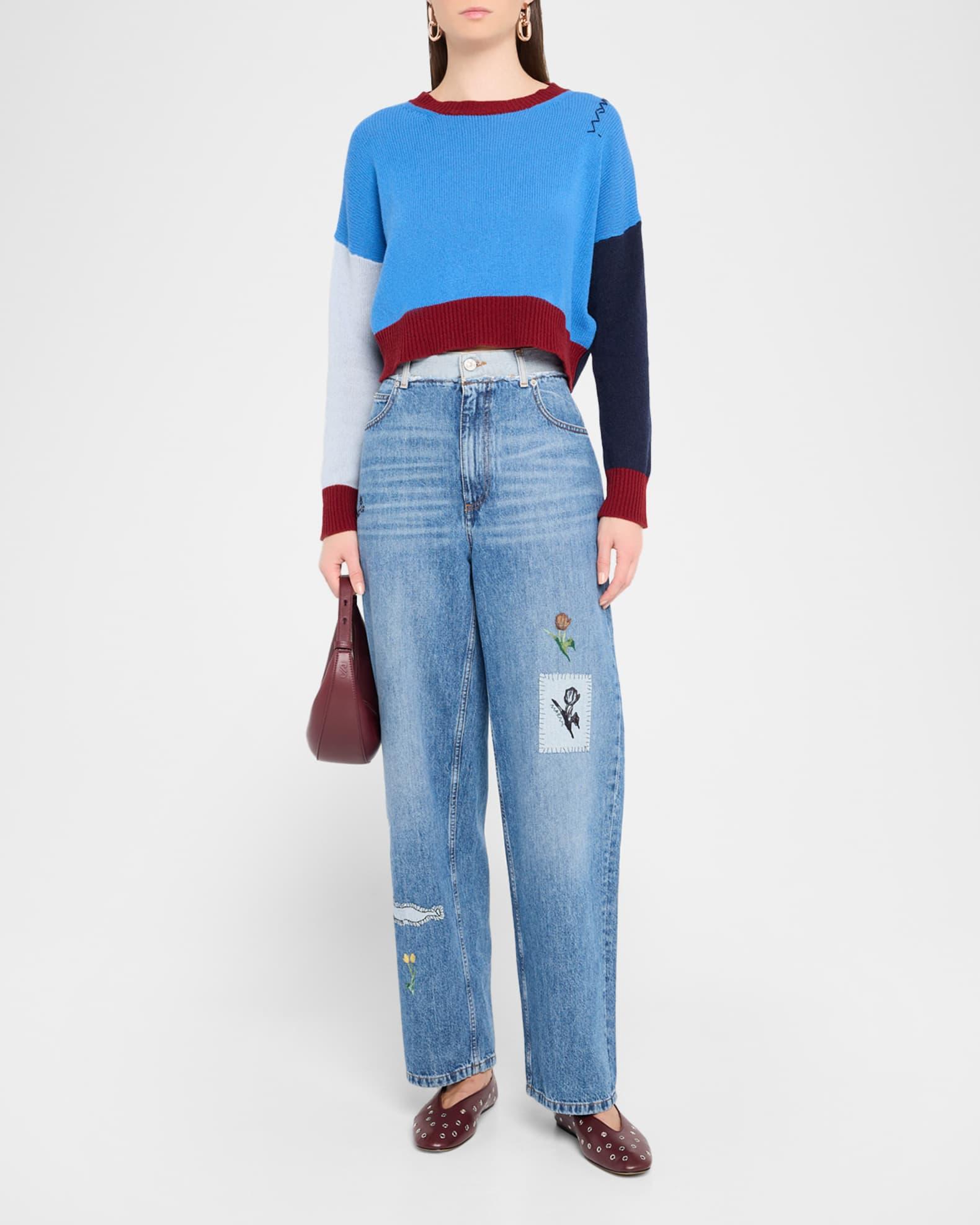Embroidered Straight-Leg Denim Trousers Product Image